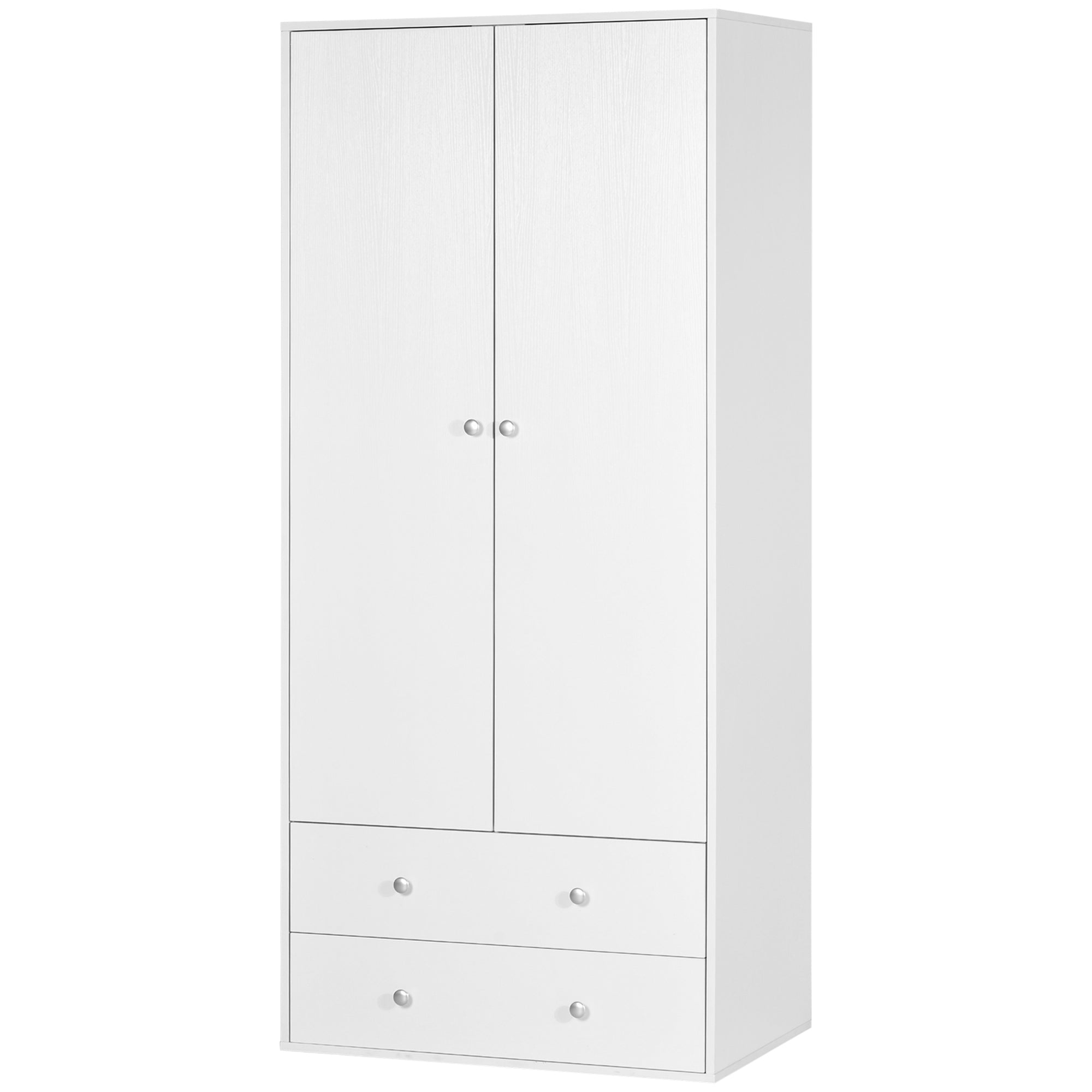 71" Armoire Wardrobe Closet with 2 Drawers - White-DECOROLALA