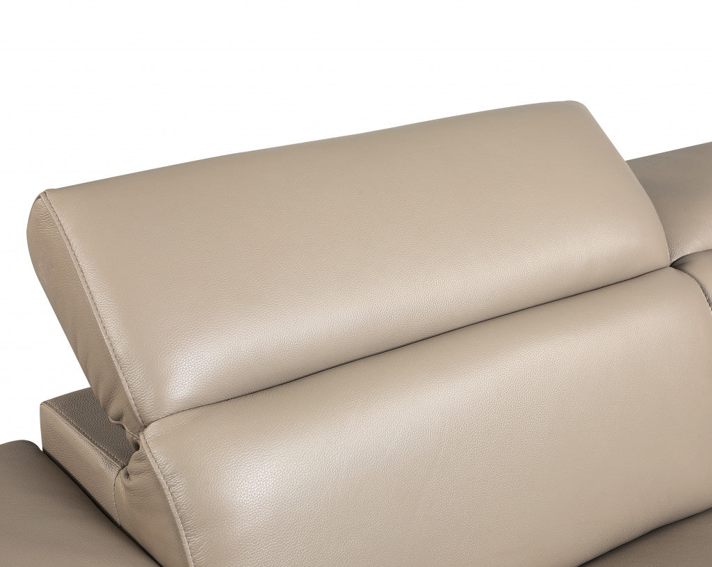71" Beige And Silver Genuine Leather Love Seat-Love Seats-DECOROLALA
