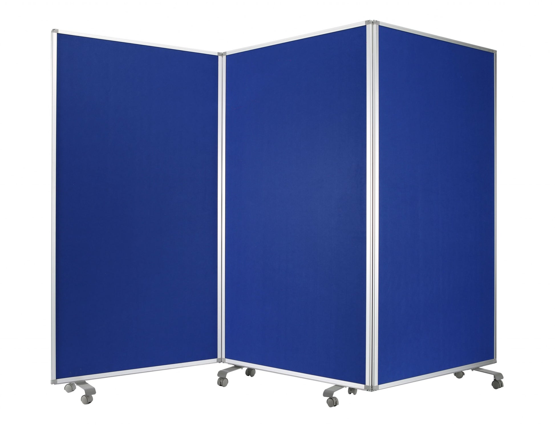 71" Blue Iron Folding Three Panel Screen Room Divider-Room Dividers-DECOROLALA