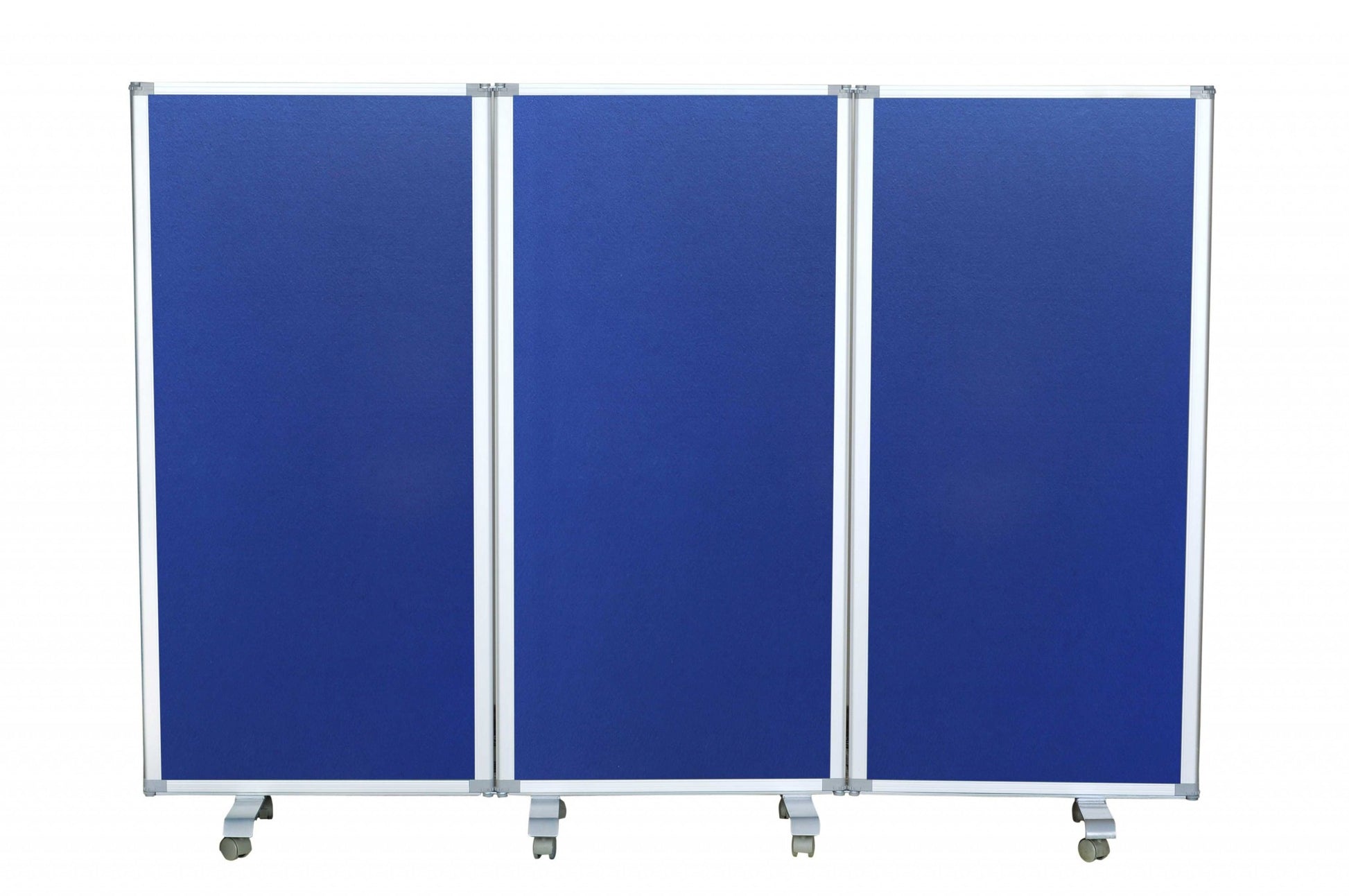 71" Blue Iron Folding Three Panel Screen Room Divider-Room Dividers-DECOROLALA