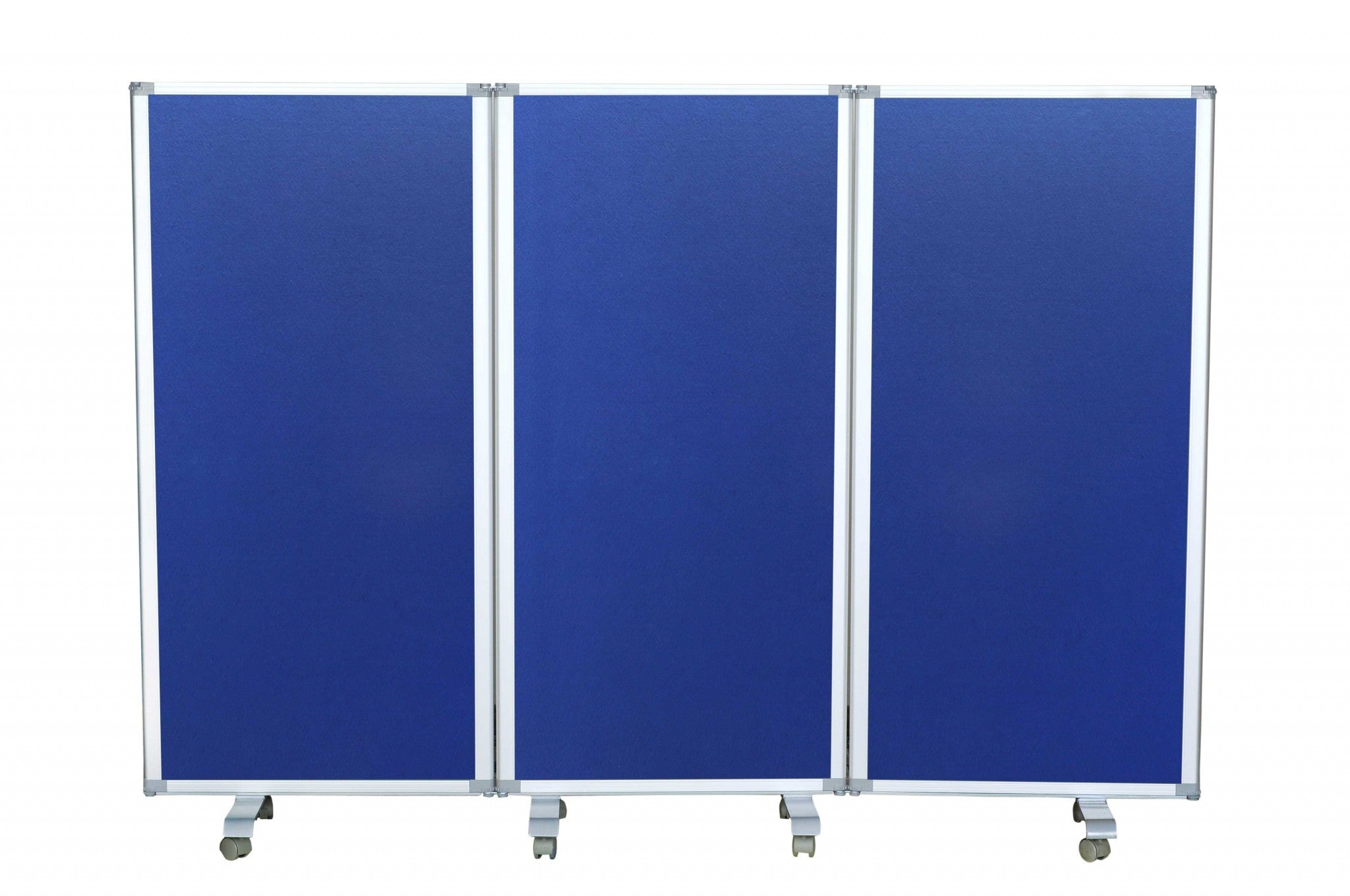 71" Blue Iron Folding Three Panel Screen Room Divider-Room Dividers-DECOROLALA