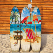 71" Blue and Beige Solid Wood Folding Three Panel Screen Room Divider-Room Dividers-DECOROLALA