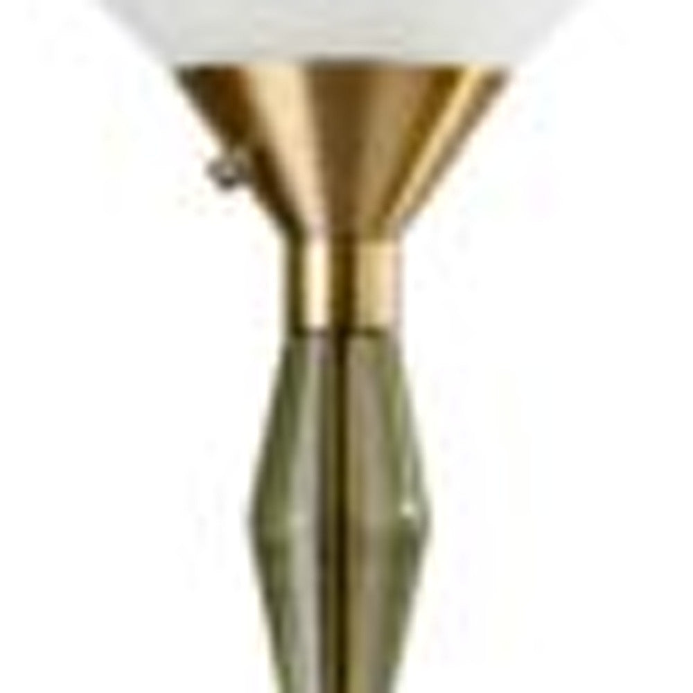 71" Brass Light Changing Torchiere Floor Lamp With White Fabric Cone Shade-Floor Lamps-DECOROLALA