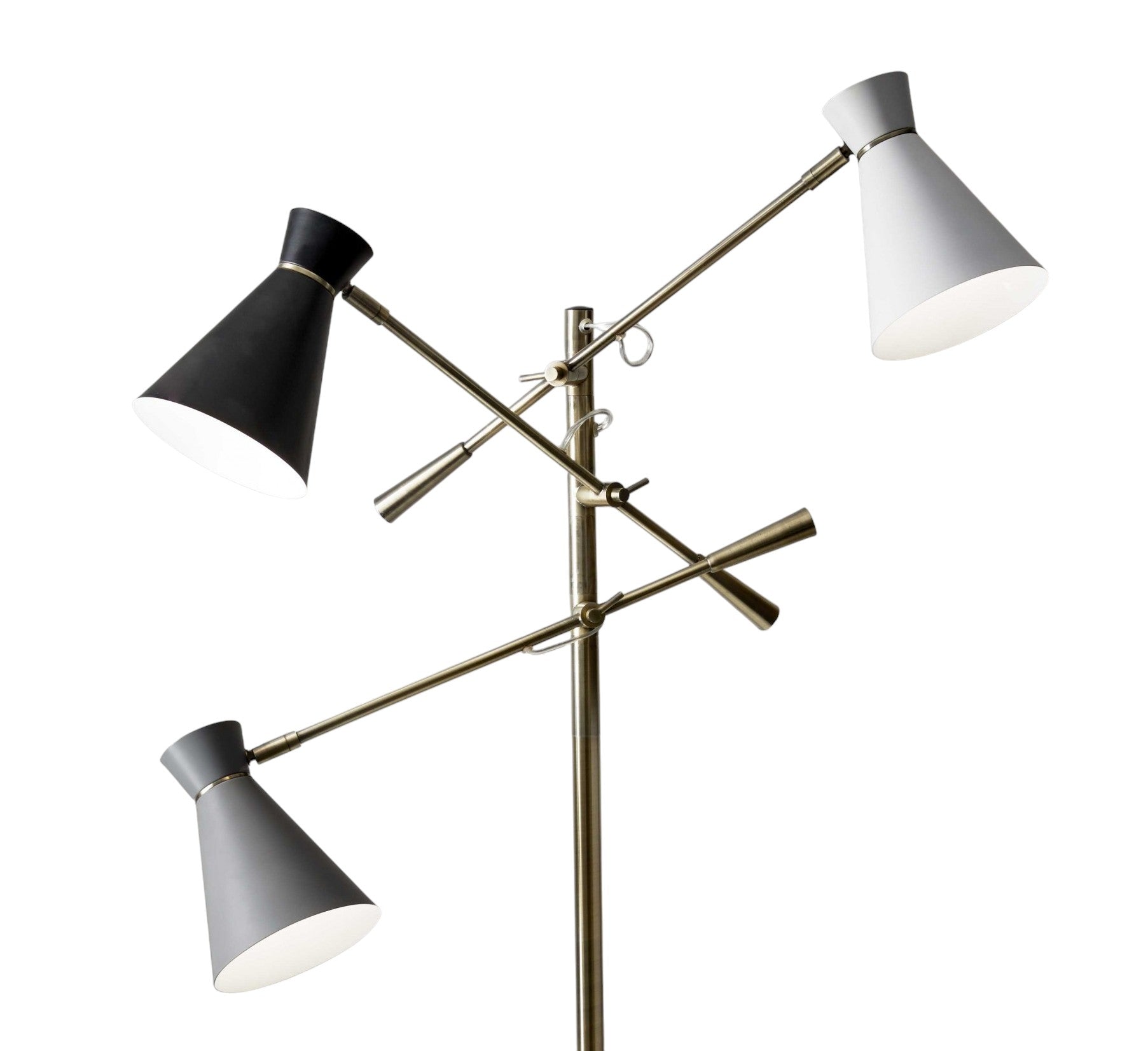 71" Brass Metal Novelty Floor Lamp With Black And White Iron Cone Shade-Floor Lamps-DECOROLALA