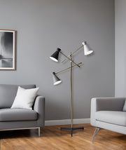 71" Brass Metal Novelty Floor Lamp With Black And White Iron Cone Shade-Floor Lamps-DECOROLALA