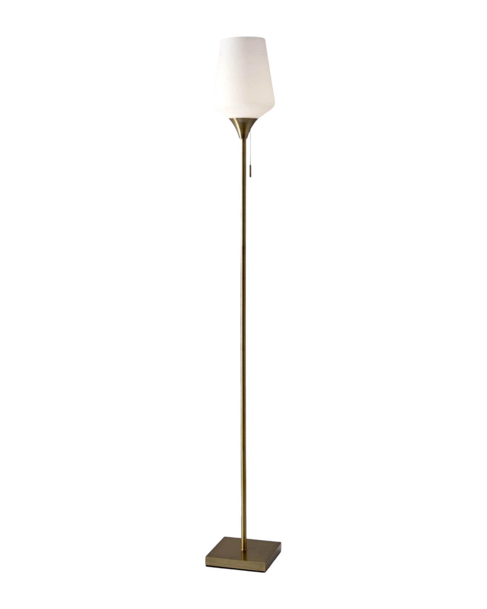 71" Brass Metal Torchiere Floor Lamp With White Glass Novelty Shade-Floor Lamps-DECOROLALA