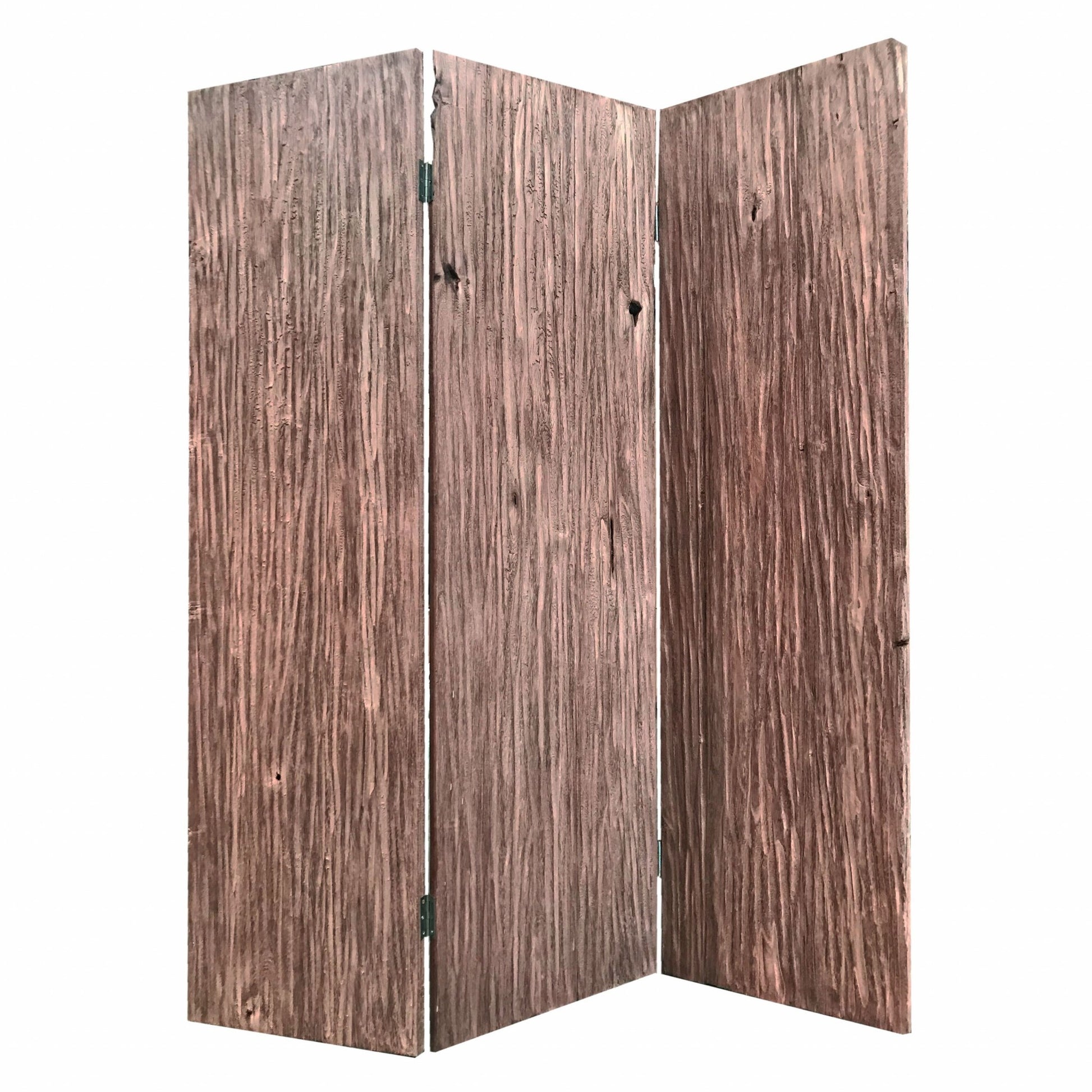 71" Brown Folding Three Panel Screen Room Divider-Room Dividers-DECOROLALA