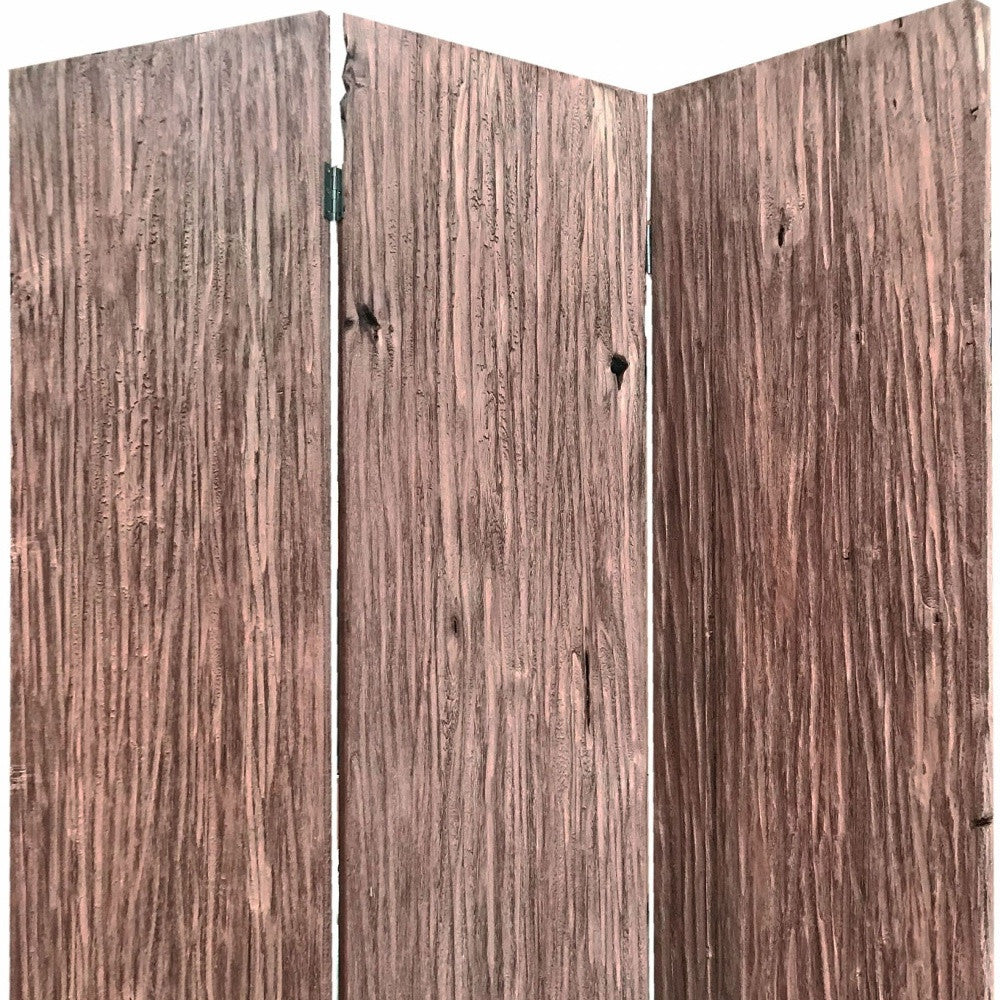 71" Brown Folding Three Panel Screen Room Divider-Room Dividers-DECOROLALA