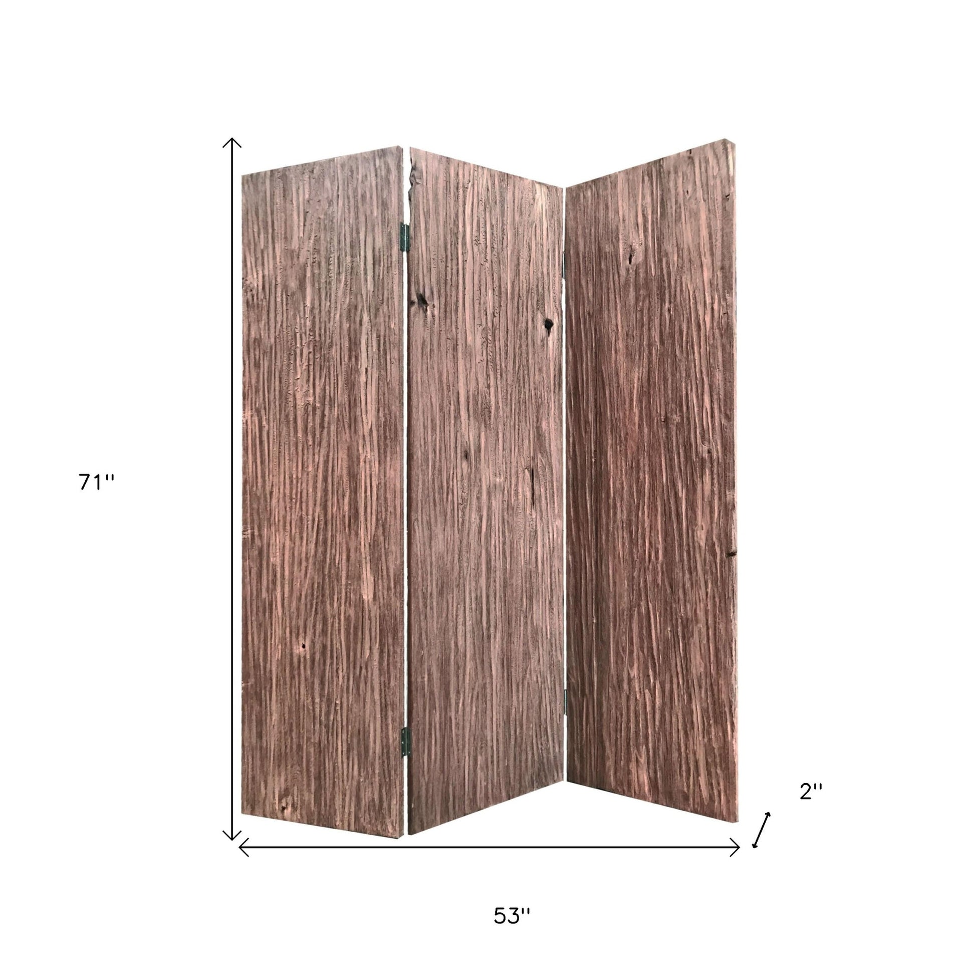 71" Brown Folding Three Panel Screen Room Divider-Room Dividers-DECOROLALA