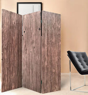 71" Brown Folding Three Panel Screen Room Divider-Room Dividers-DECOROLALA