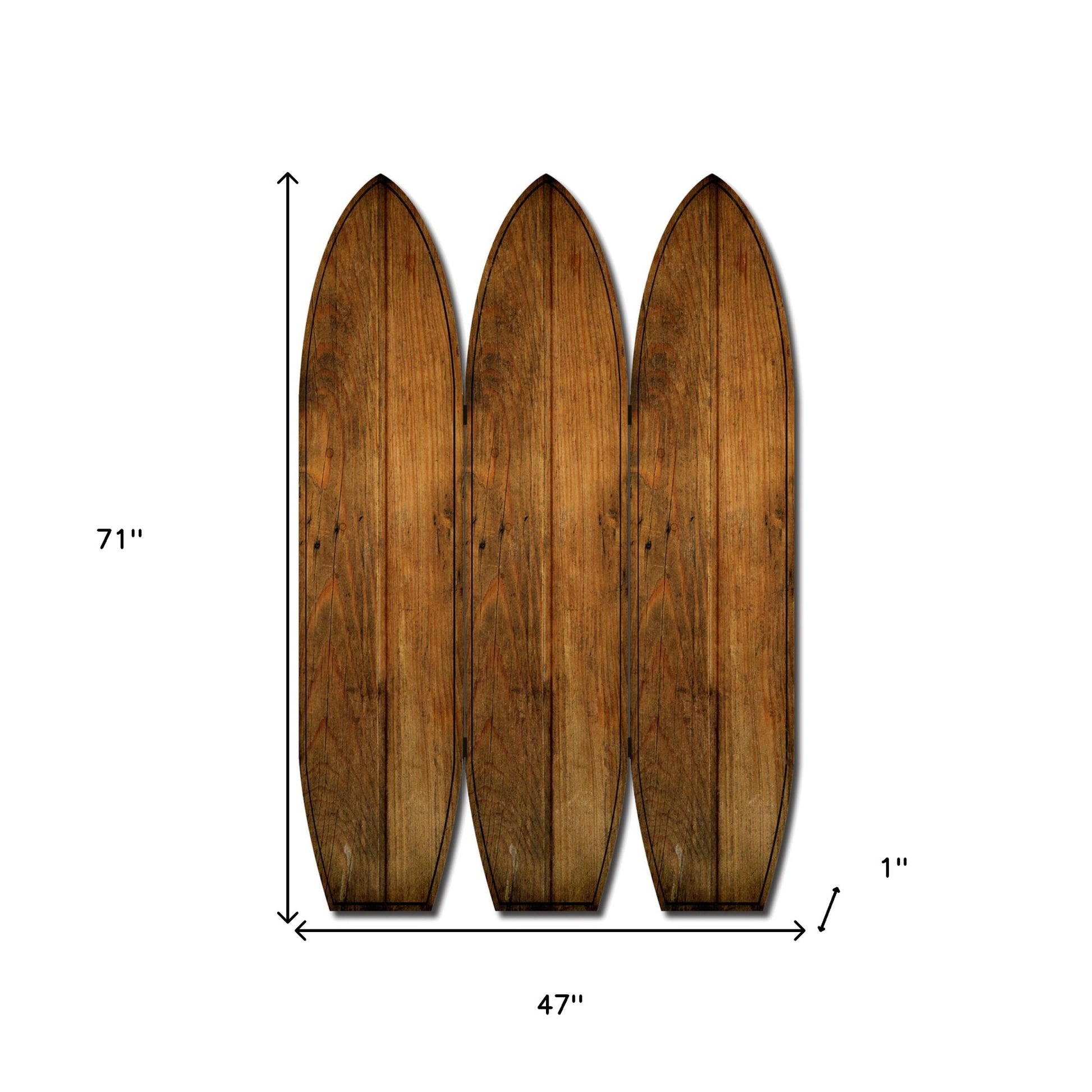 71" Brown Solid Wood Folding Three Panel Screen Room Divider-Room Dividers-DECOROLALA