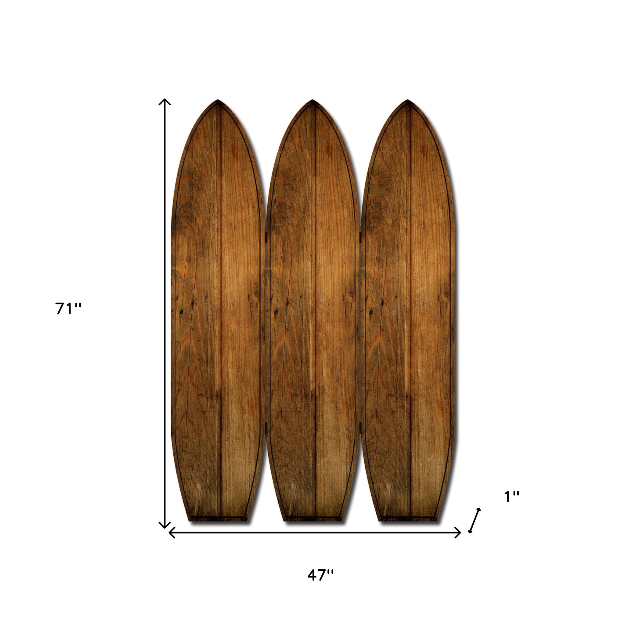 71" Brown Solid Wood Folding Three Panel Screen Room Divider-Room Dividers-DECOROLALA