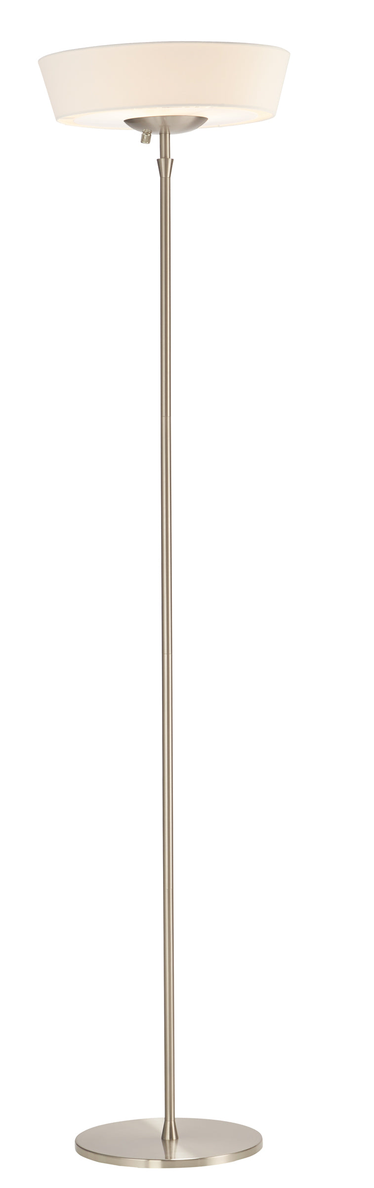 71" Brushed Led Torchiere Floor Lamp With White Empire Shade-Floor Lamps-DECOROLALA