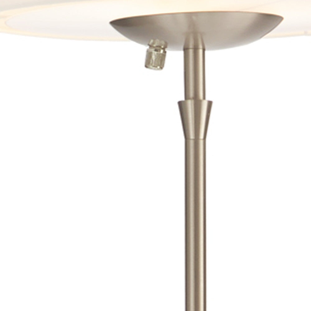 71" Brushed Led Torchiere Floor Lamp With White Empire Shade-Floor Lamps-DECOROLALA