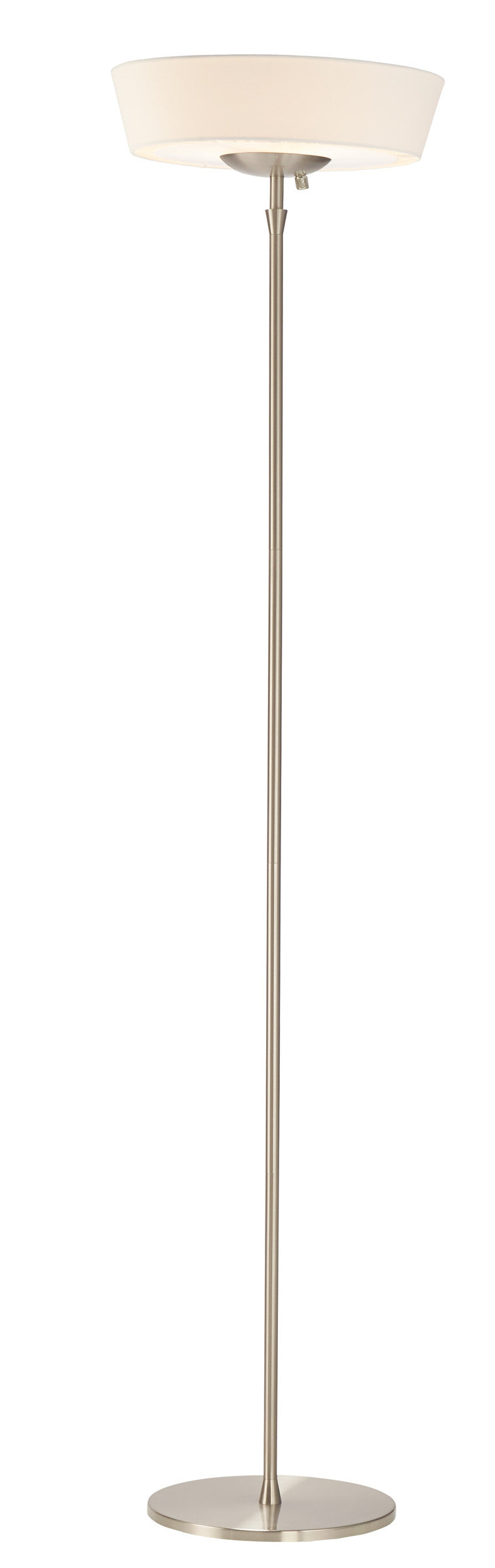 71" Brushed Led Torchiere Floor Lamp With White Empire Shade-Floor Lamps-DECOROLALA