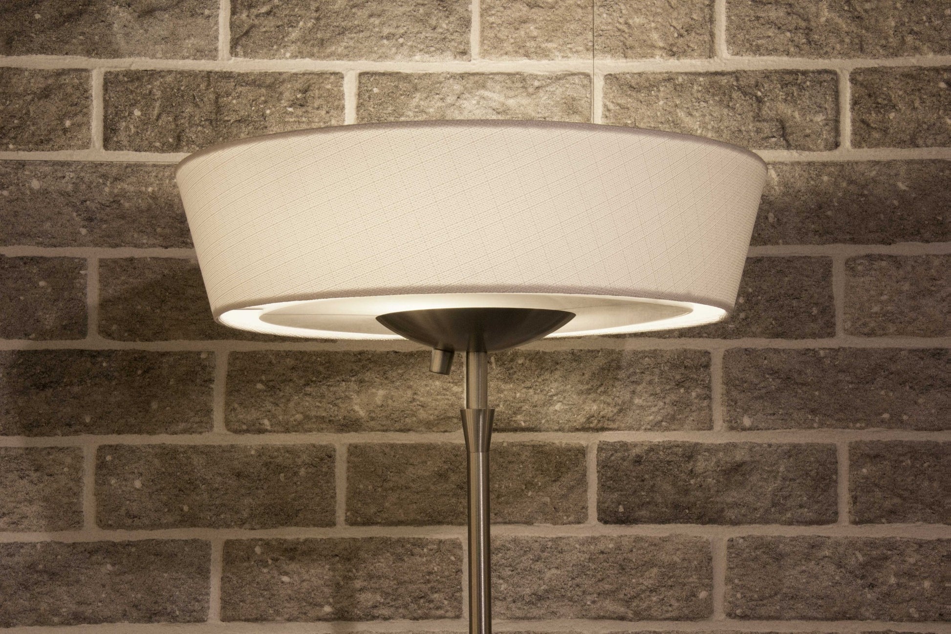 71" Brushed Led Torchiere Floor Lamp With White Empire Shade-Floor Lamps-DECOROLALA