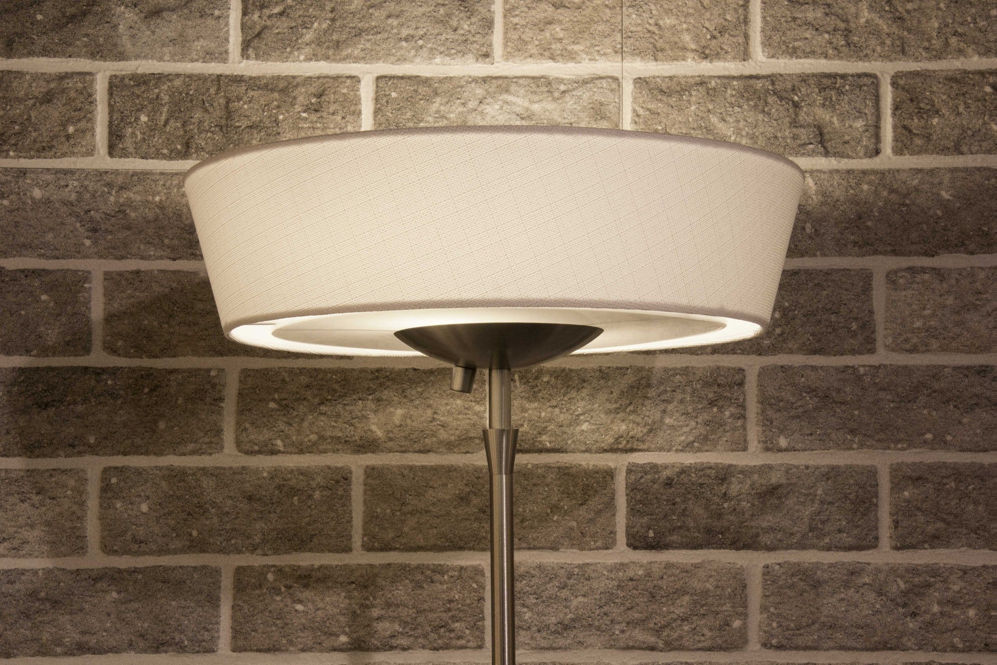 71" Brushed Led Torchiere Floor Lamp With White Empire Shade-Floor Lamps-DECOROLALA