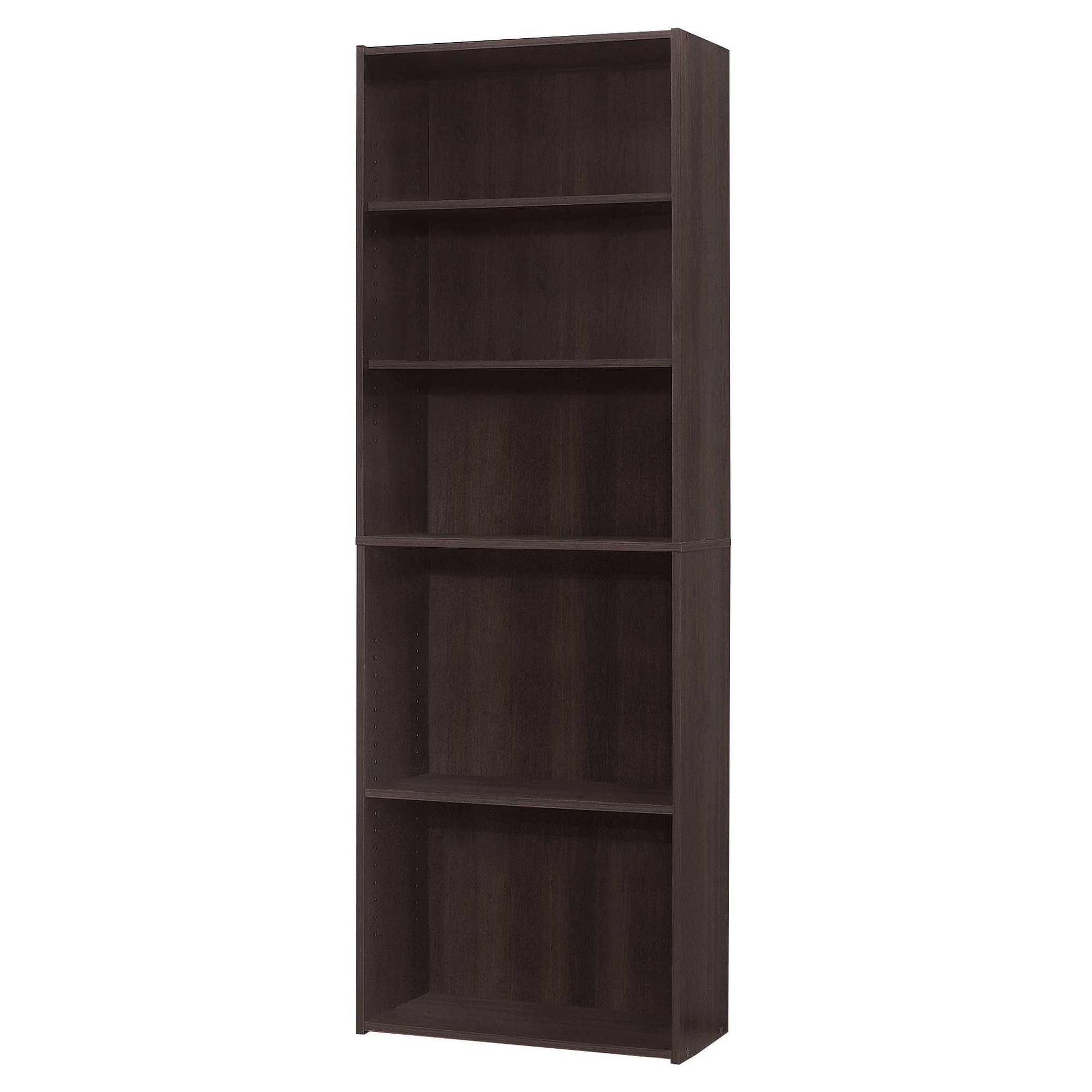 71" Cappuccino Wood Adjustable Bookcase-Bookcases-DECOROLALA