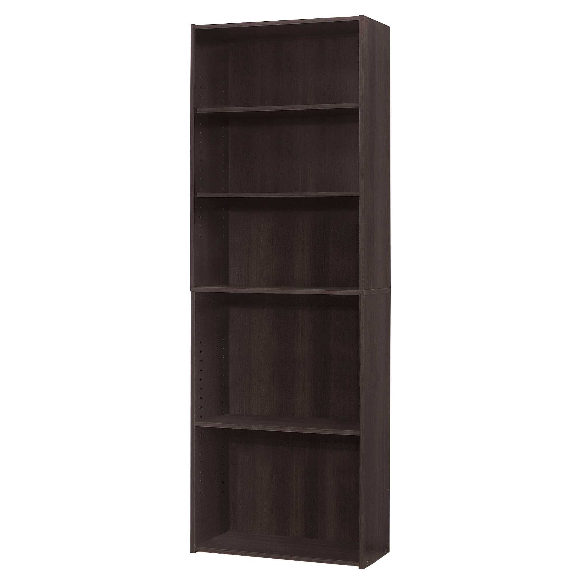71" Cappuccino Wood Adjustable Bookcase-Bookcases-DECOROLALA