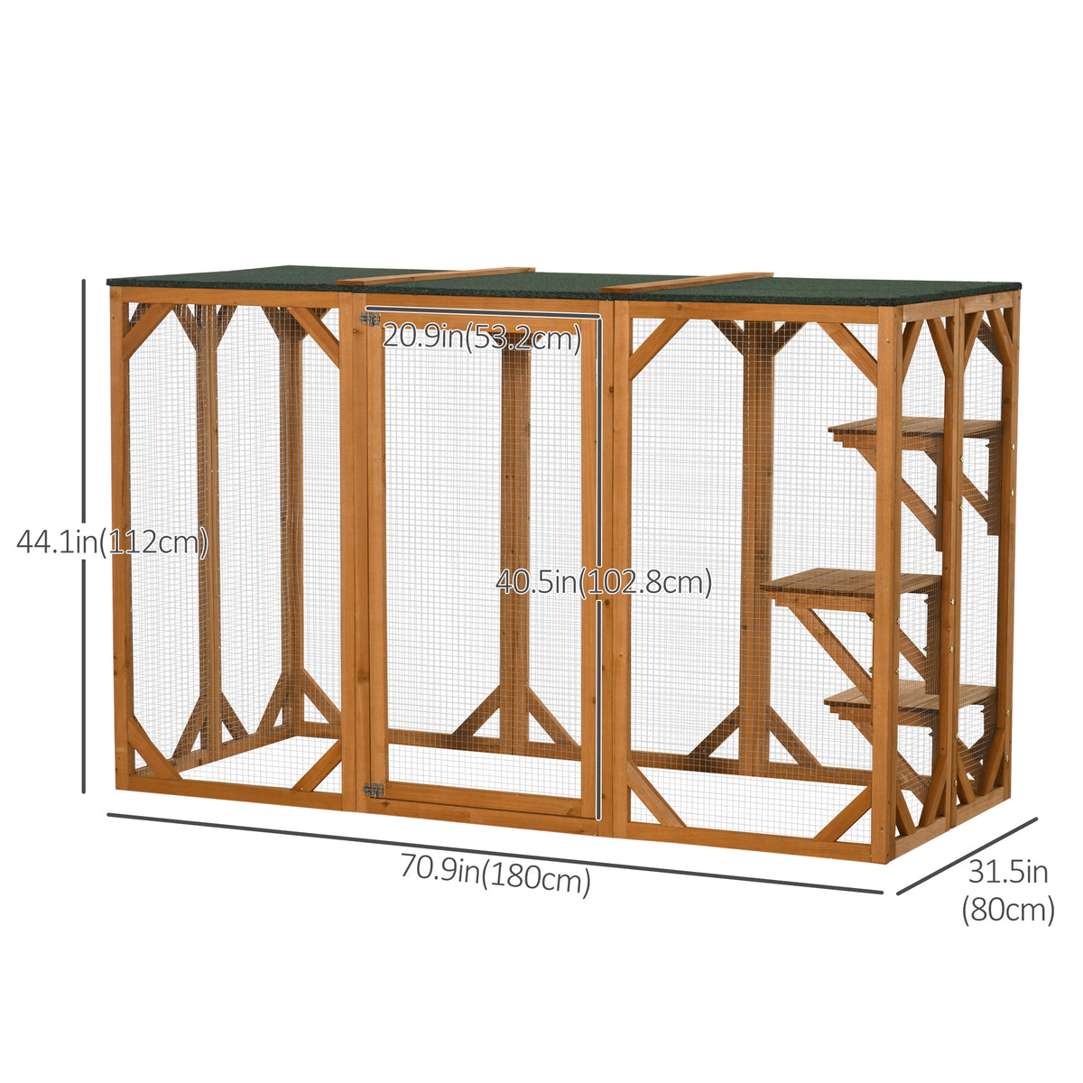 71" Catio Outdoor Cat Enclosure - Orange Wooden Pet House-Cats-DECOROLALA
