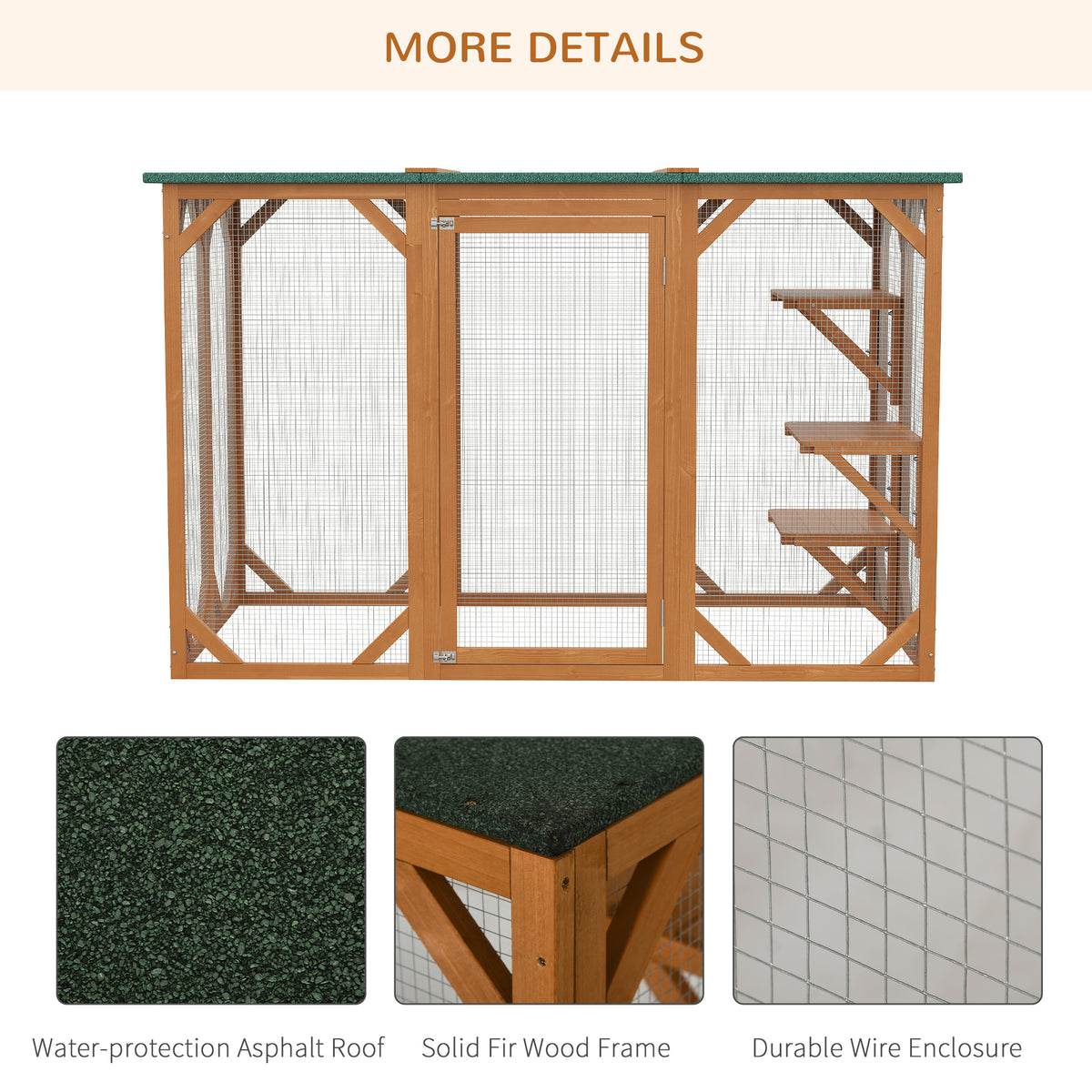 71" Catio Outdoor Cat Enclosure - Orange Wooden Pet House-Cats-DECOROLALA