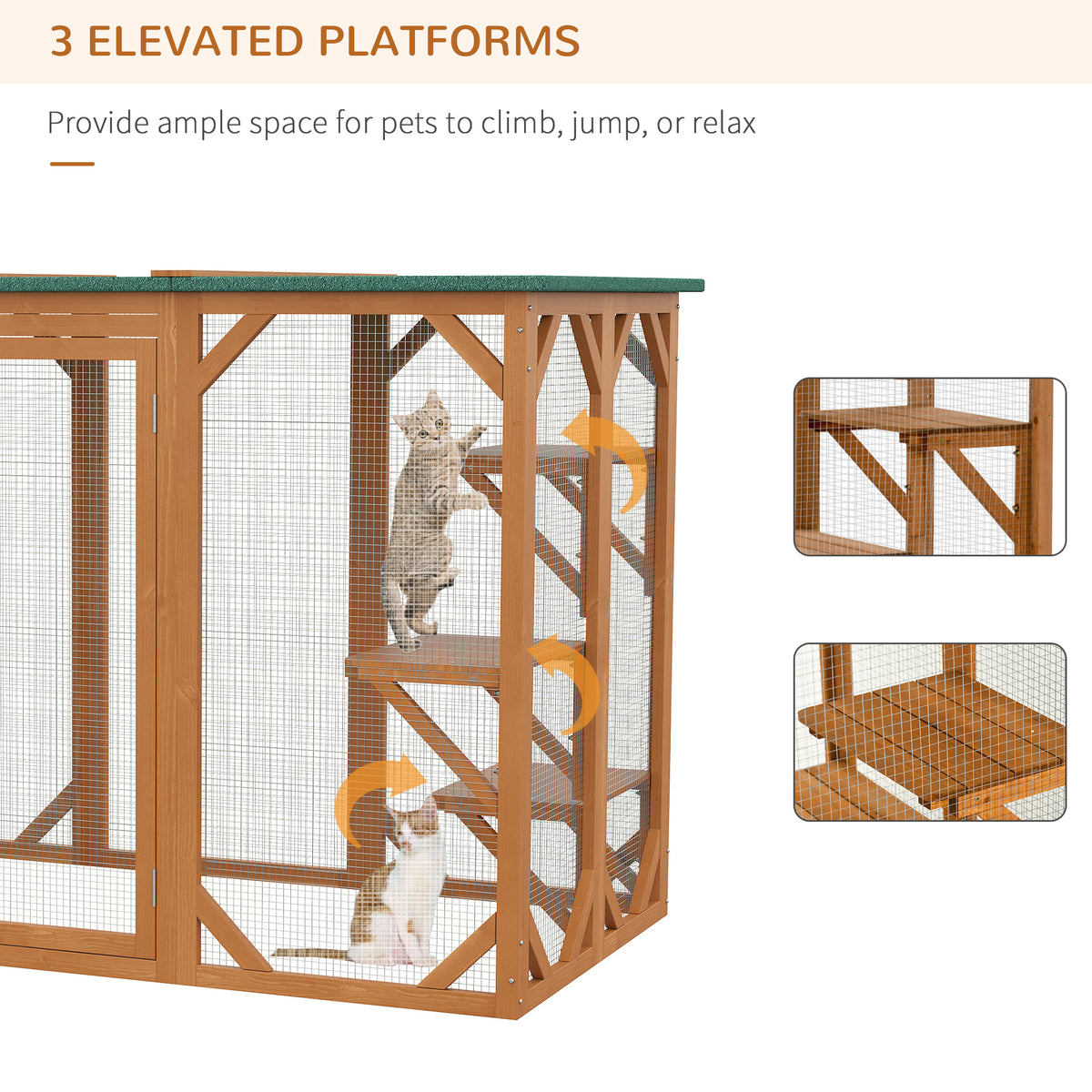 71" Catio Outdoor Cat Enclosure - Orange Wooden Pet House-Cats-DECOROLALA
