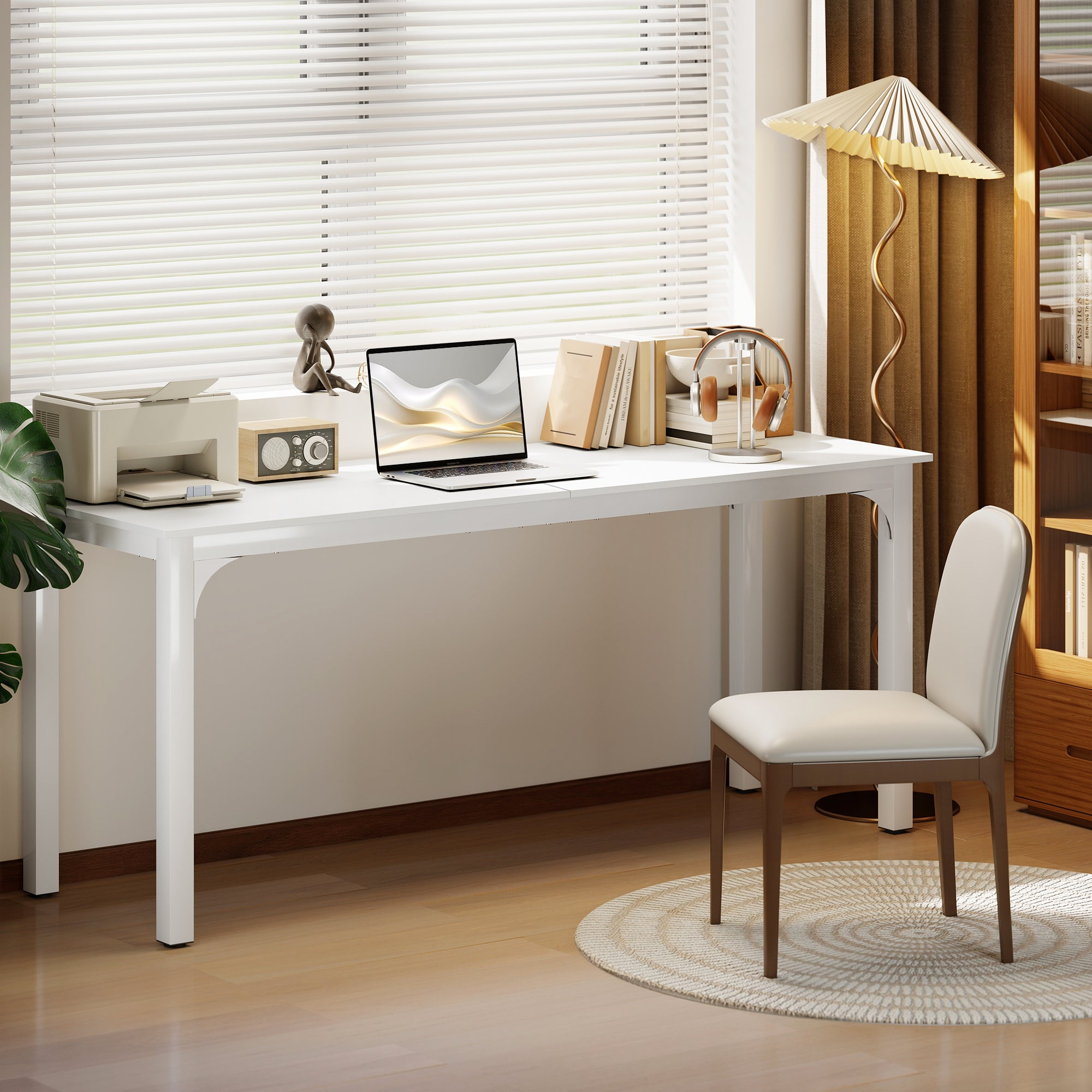 71" Computer Desk, Desktop Desk with Metal Legs, White-Office Products > Office Furniture > Office Desks & Work Stations > Computer Desks-DECOROLALA
