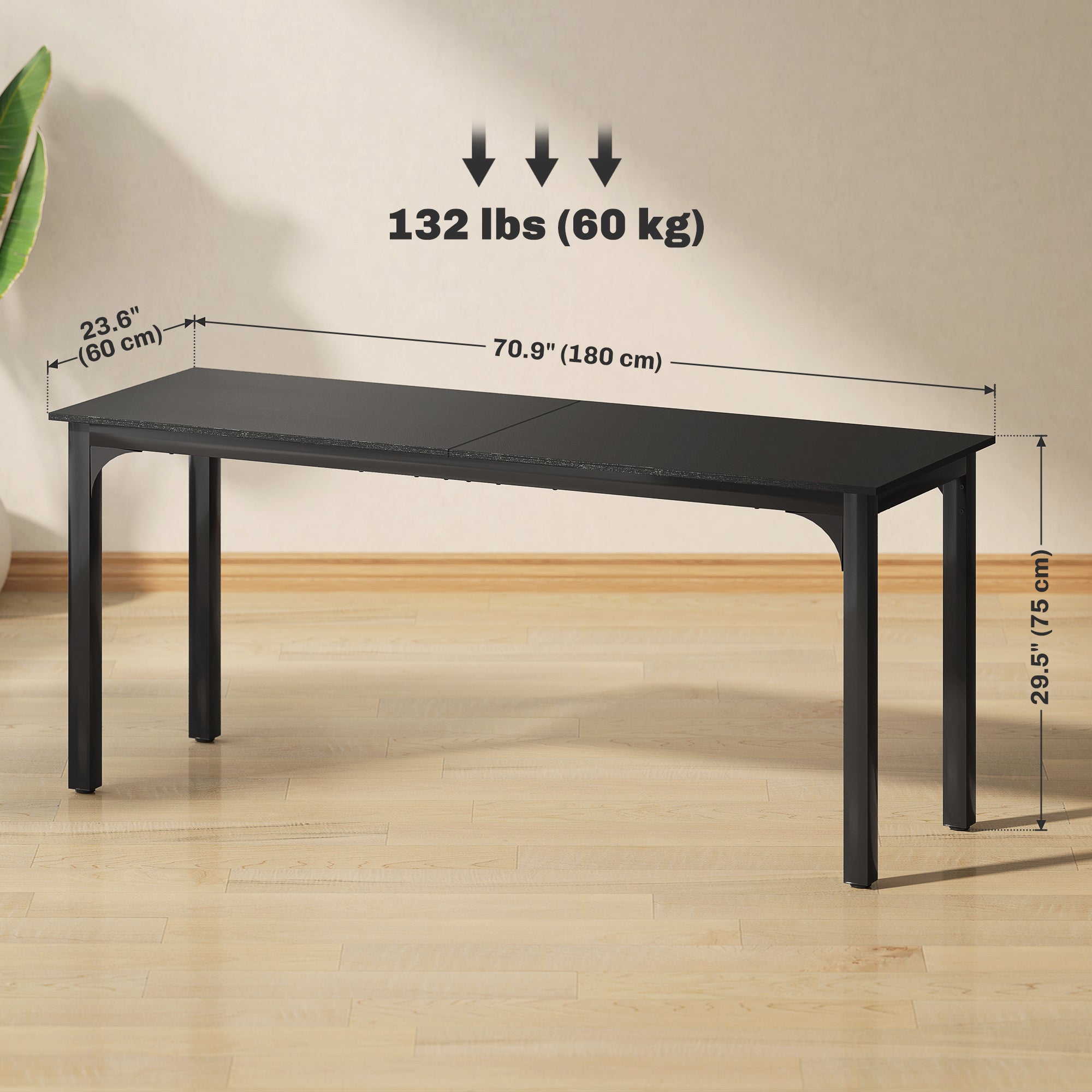 71" Computer Desk - Distressed Black Industrial Style-Office Products > Office Furniture > Office Desks & Work Stations > Computer Desks-DECOROLALA