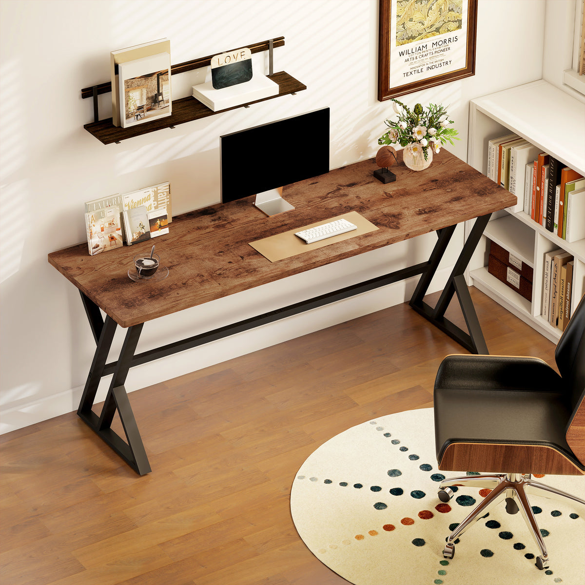 71" Computer Desk - Industrial Writing Table Rustic Brown-Office Products > Office Furniture > Office Desks & Work Stations > Writing Desks-DECOROLALA