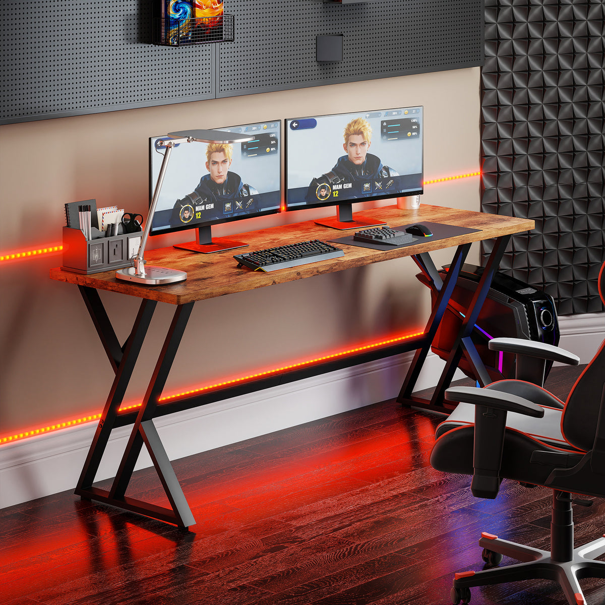 71" Computer Desk - Industrial Writing Table Rustic Brown-Office Products > Office Furniture > Office Desks & Work Stations > Writing Desks-DECOROLALA