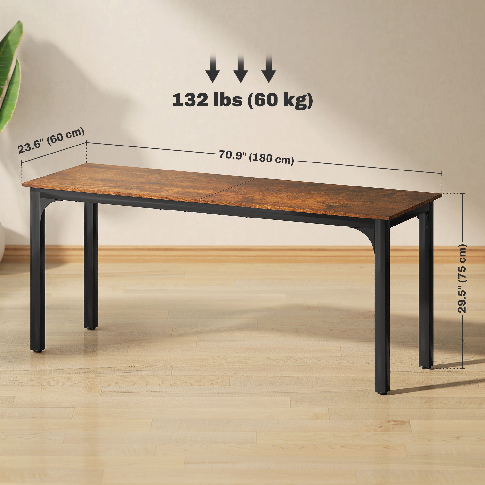 71" Computer Desk - Rustic Brown Industrial Office Table-Office Products > Office Furniture > Office Desks & Work Stations > Computer Desks-DECOROLALA