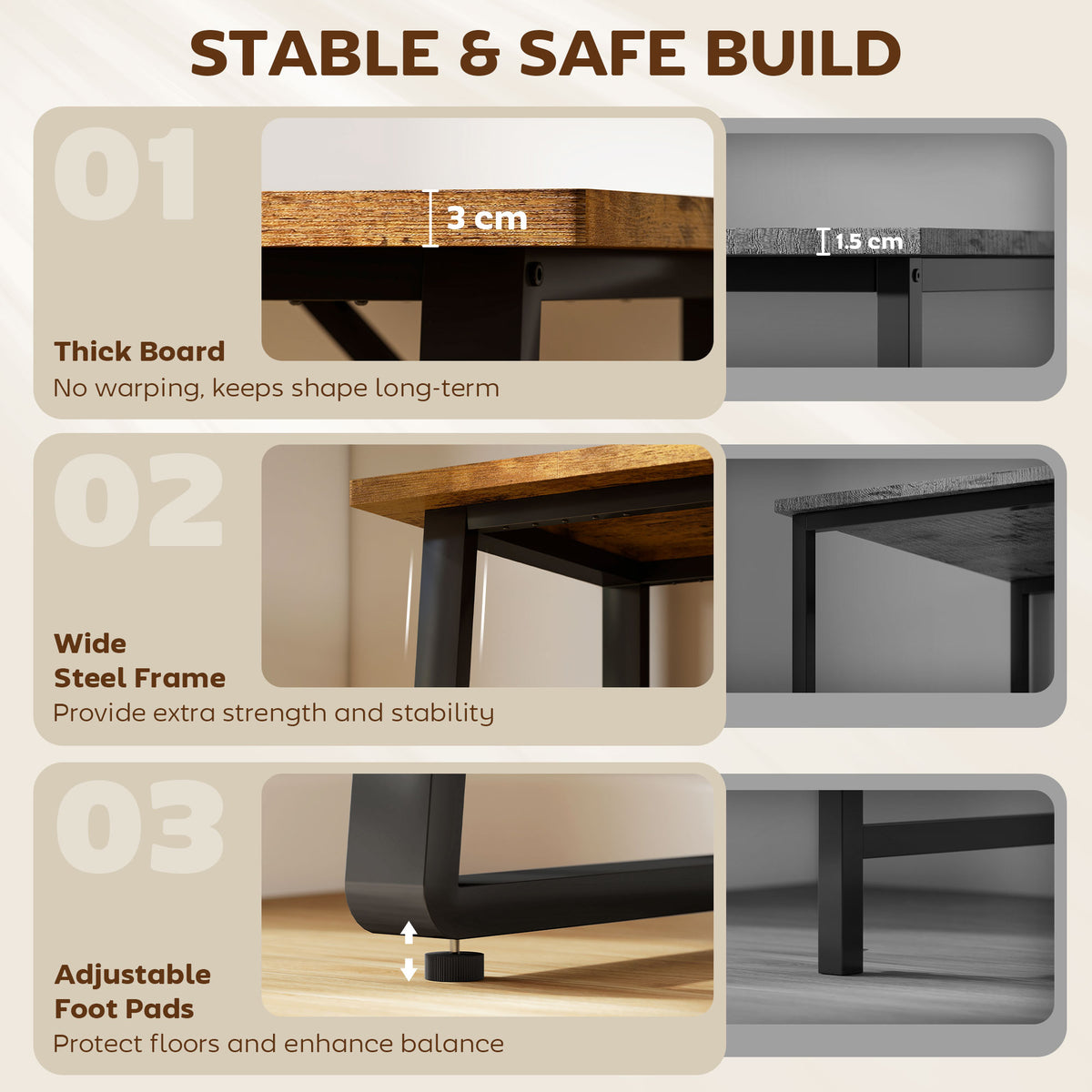 71" Computer Desk - Rustic Brown Industrial Writing Table-Office Products > Office Furniture > Office Desks & Work Stations > Writing Desks-DECOROLALA