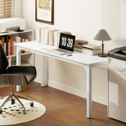 71" Computer Desk - White Industrial Metal Leg PC Desk-Office Products > Office Furniture > Office Desks & Work Stations > Computer Desks-DECOROLALA