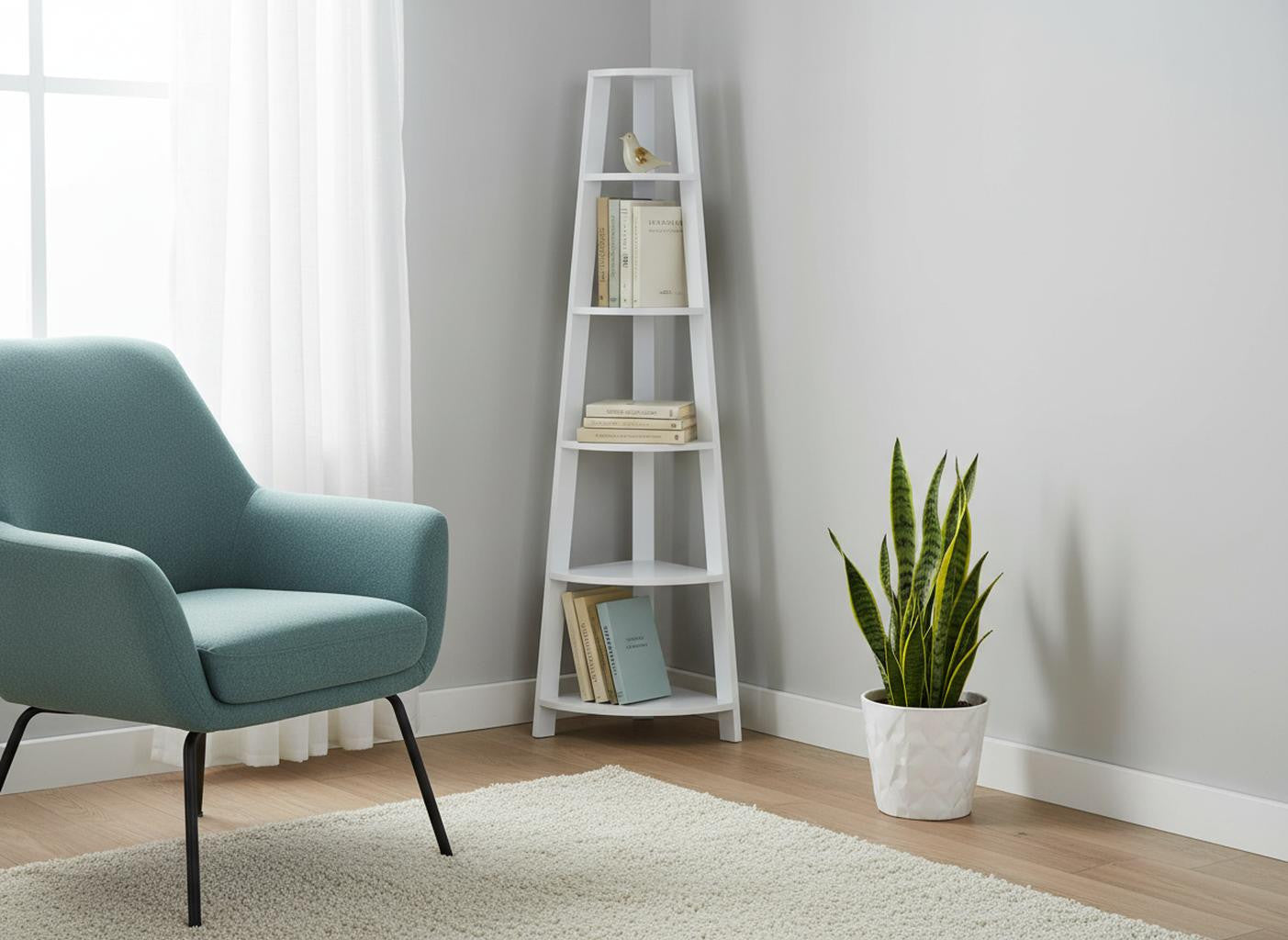 71" Espresso Wood Five Tier Corner Bookcase-Bookcases-DECOROLALA