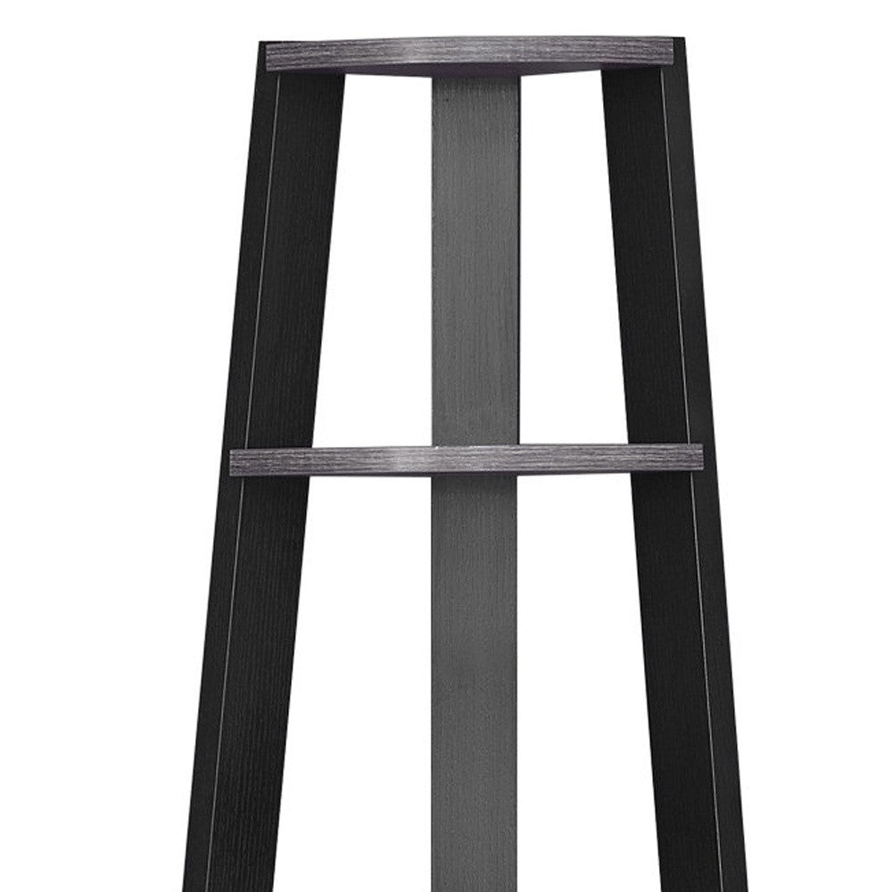 71" Espresso Wood Five Tier Corner Bookcase-Bookcases-DECOROLALA