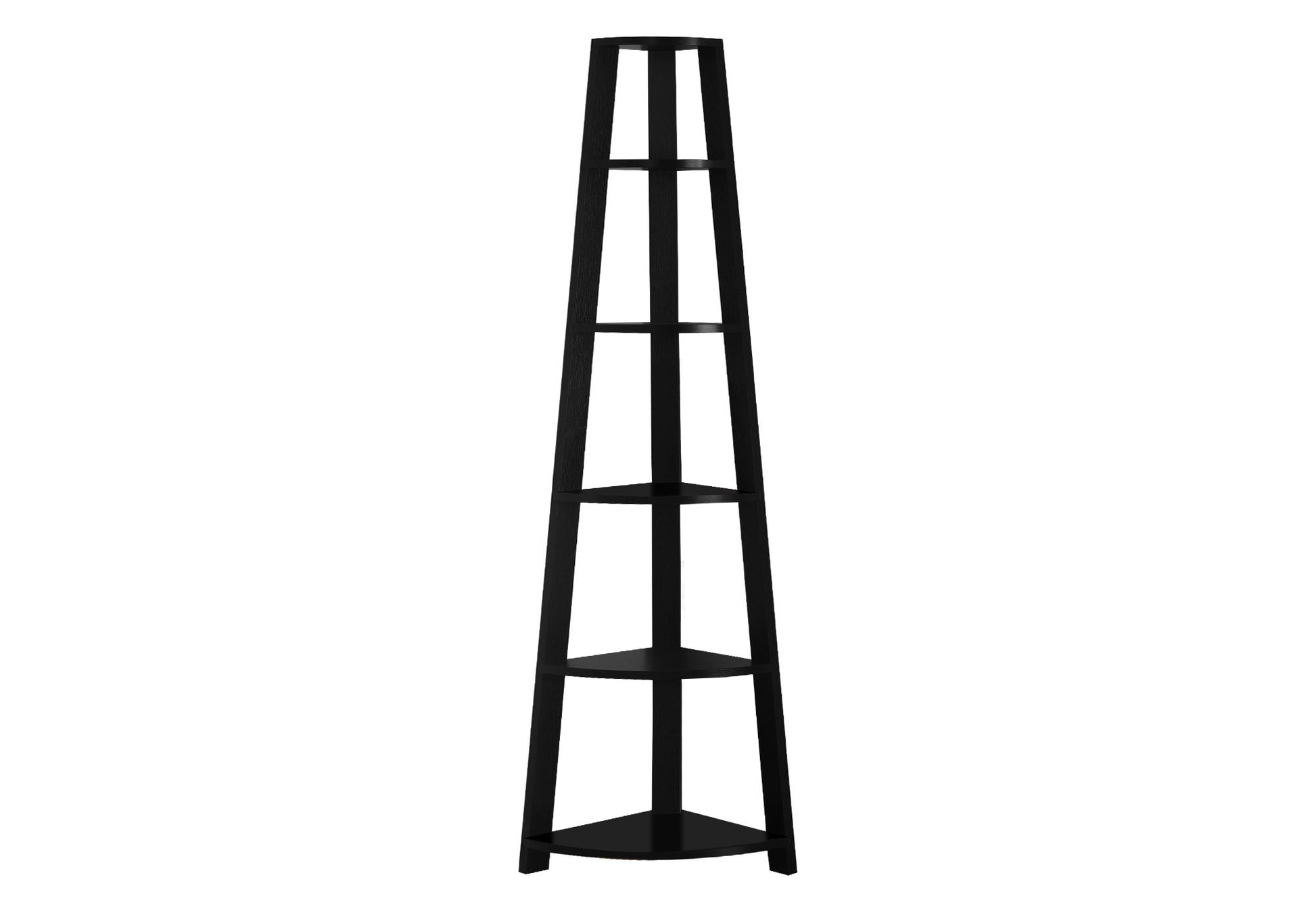 71" Espresso Wood Five Tier Corner Bookcase-Bookcases-DECOROLALA