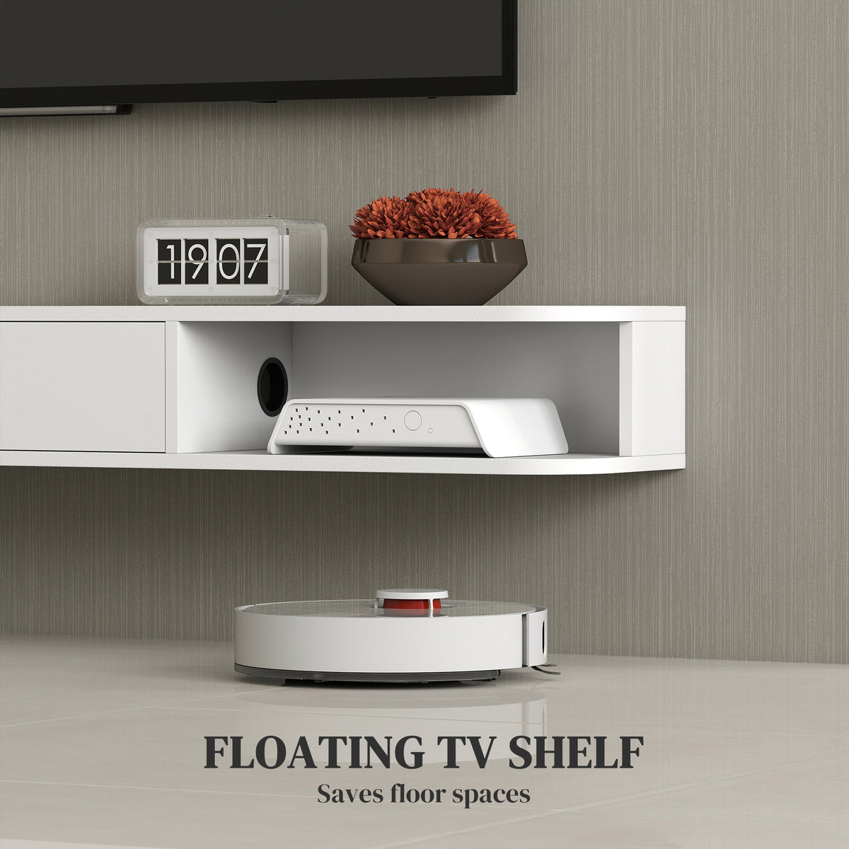 71" Floating TV Stand - Wall Mounted Media Console White-Home Furnishings > Living Room Furniture > TV¬†Stands-DECOROLALA