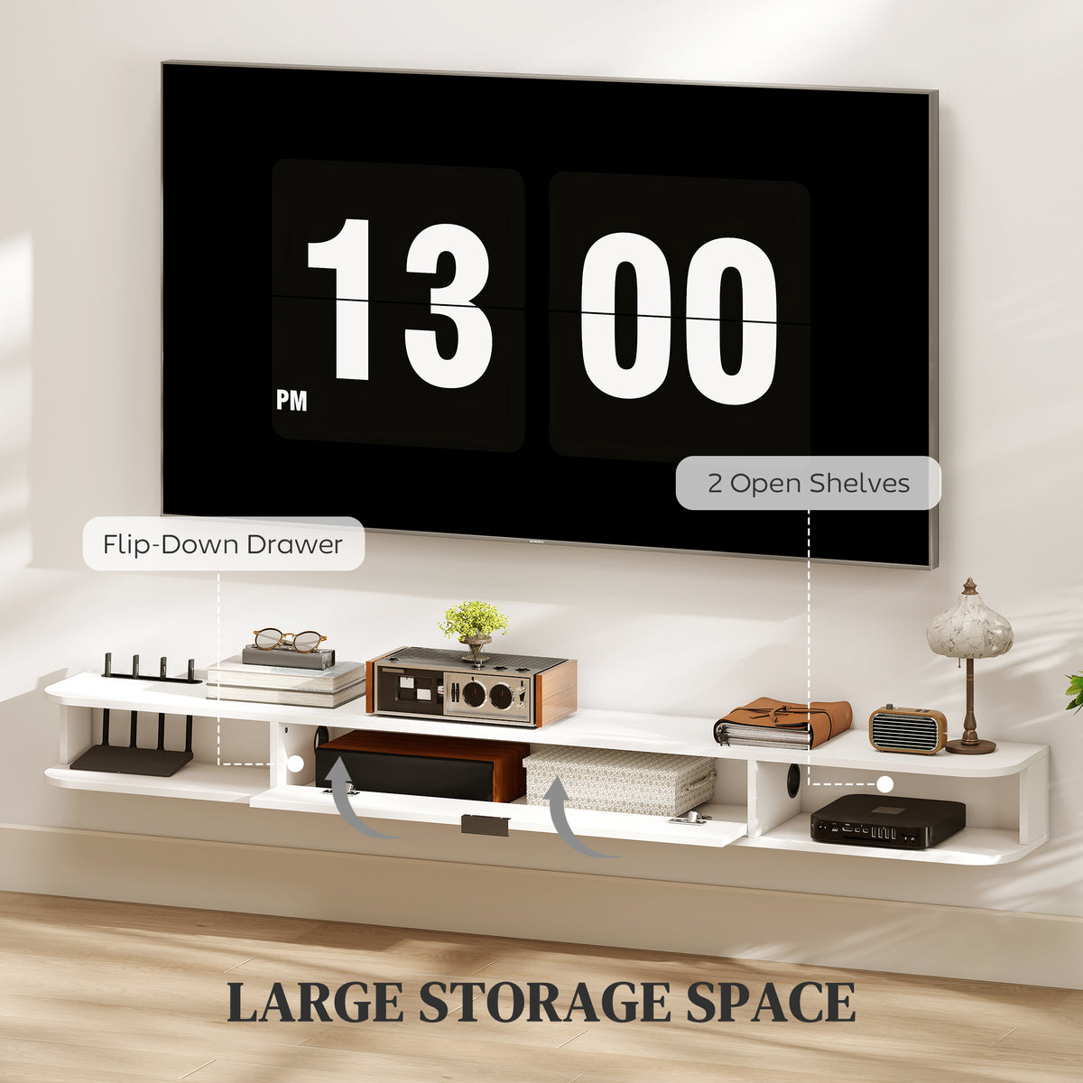 71" Floating TV Stand - Wall Mounted Media Console White-Home Furnishings > Living Room Furniture > TV¬†Stands-DECOROLALA