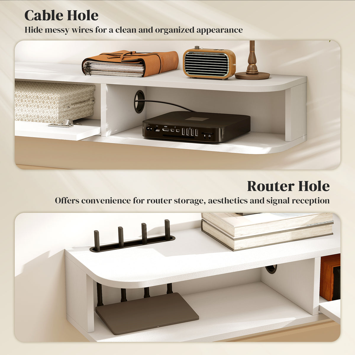71" Floating TV Stand - Wall Mounted Media Console White-Home Furnishings > Living Room Furniture > TV¬†Stands-DECOROLALA