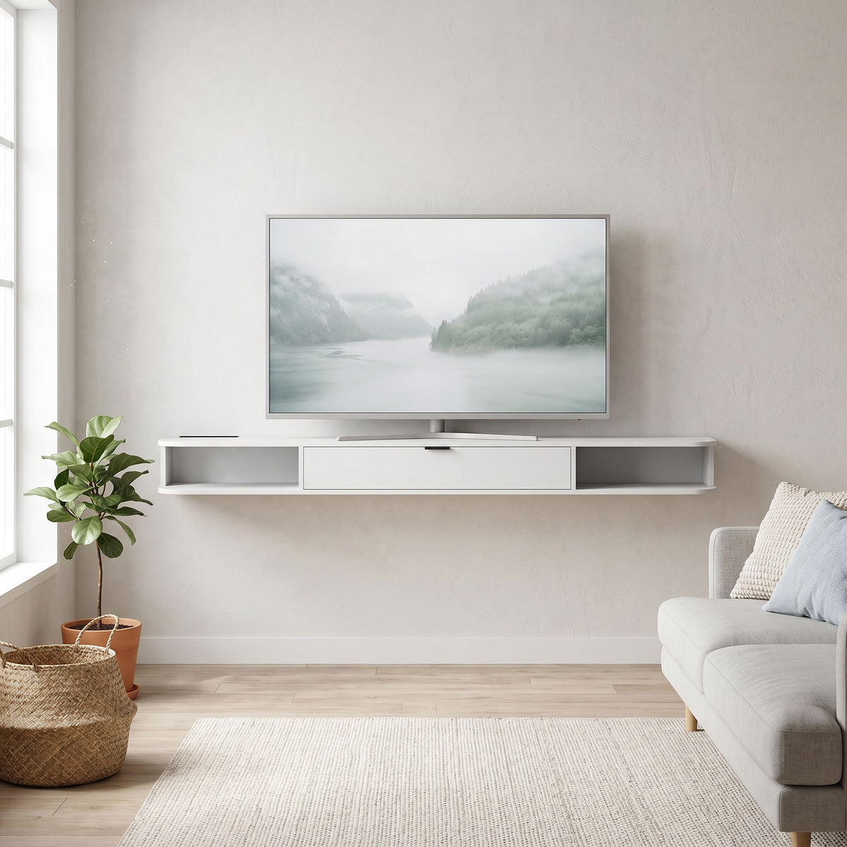 71" Floating TV Stand - Wall Mounted Media Console White-Home Furnishings > Living Room Furniture > TV¬†Stands-DECOROLALA