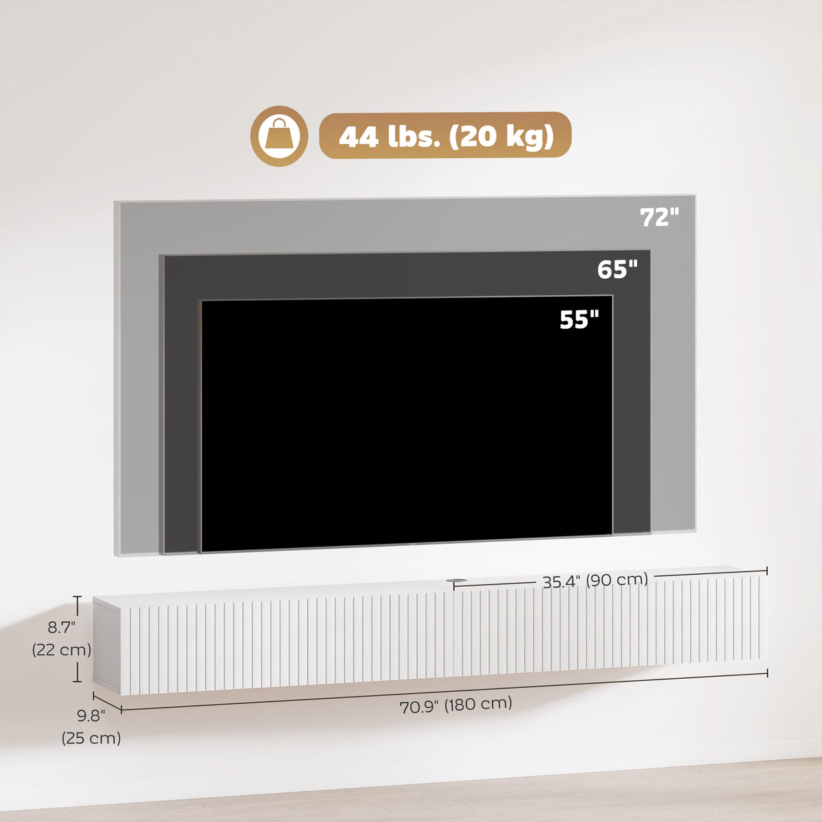 71" Floating TV Stand - White Wall Mount Media Console-Home Furnishings > Living Room Furniture > TV¬†Stands-DECOROLALA