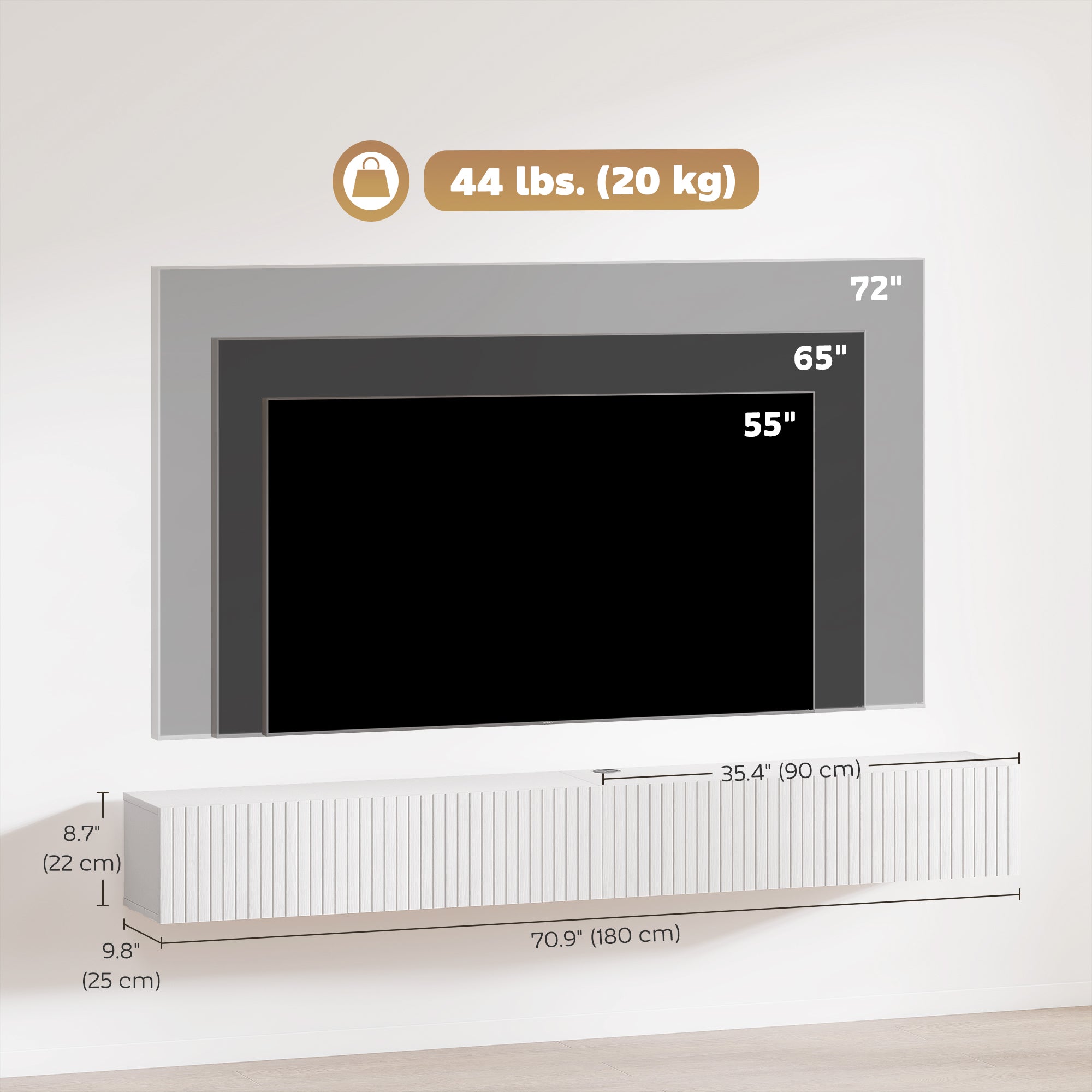 71" Floating TV Stand - White Wall Mount Media Console-Home Furnishings > Living Room Furniture > TV¬†Stands-DECOROLALA
