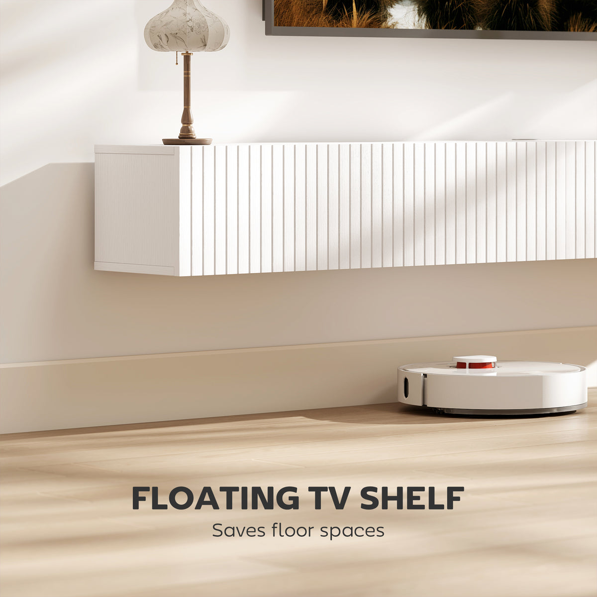 71" Floating TV Stand - White Wall Mount Media Console-Home Furnishings > Living Room Furniture > TV¬†Stands-DECOROLALA