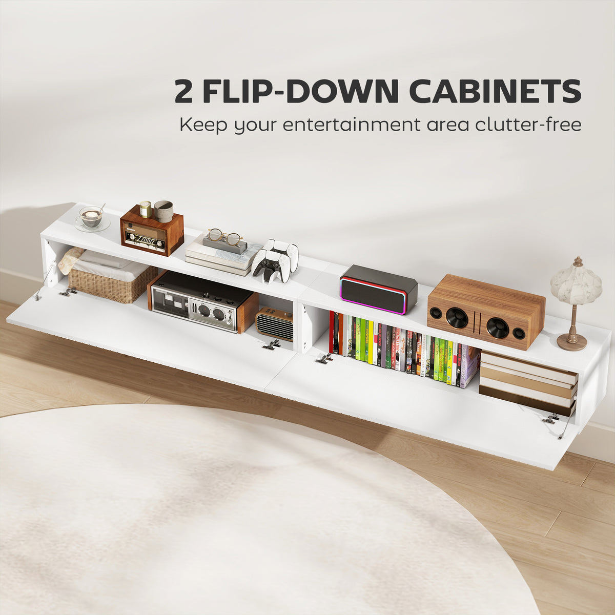 71" Floating TV Stand - White Wall Mount Media Console-Home Furnishings > Living Room Furniture > TV¬†Stands-DECOROLALA