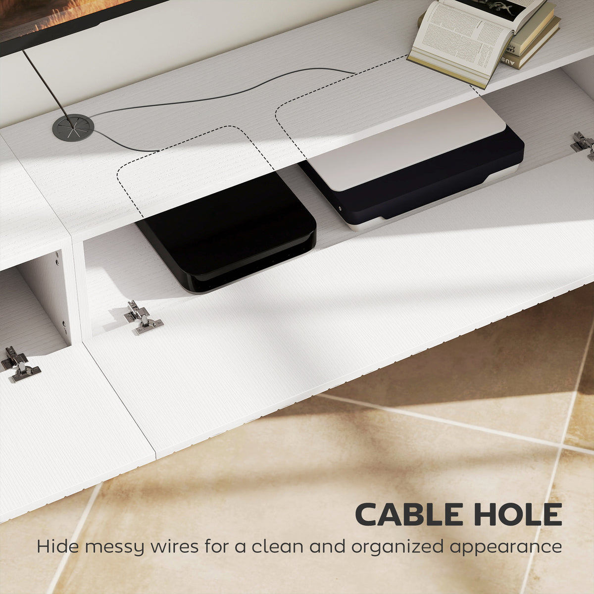 71" Floating TV Stand - White Wall Mount Media Console-Home Furnishings > Living Room Furniture > TV¬†Stands-DECOROLALA