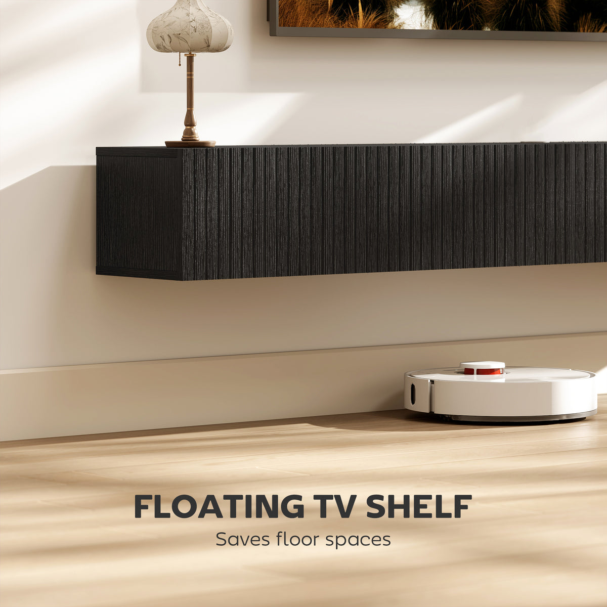 71" Floating TV Stand for TVs up to 72" - Black-Home Furnishings > Living Room Furniture > TV¬†Stands-DECOROLALA