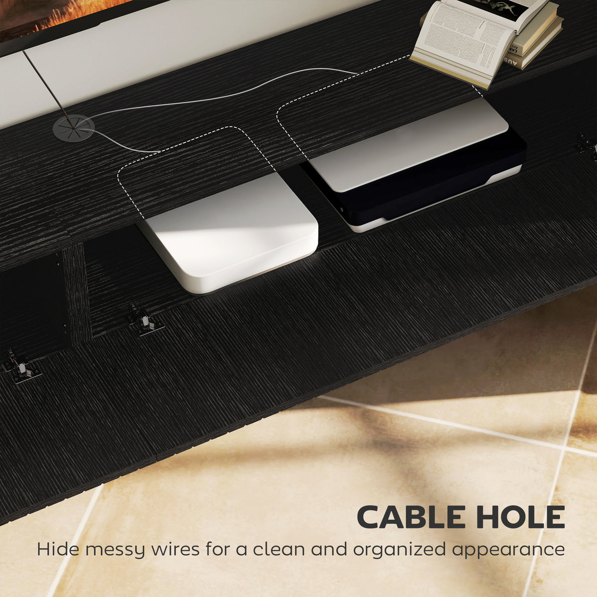 71" Floating TV Stand for TVs up to 72" - Black-Home Furnishings > Living Room Furniture > TV¬†Stands-DECOROLALA