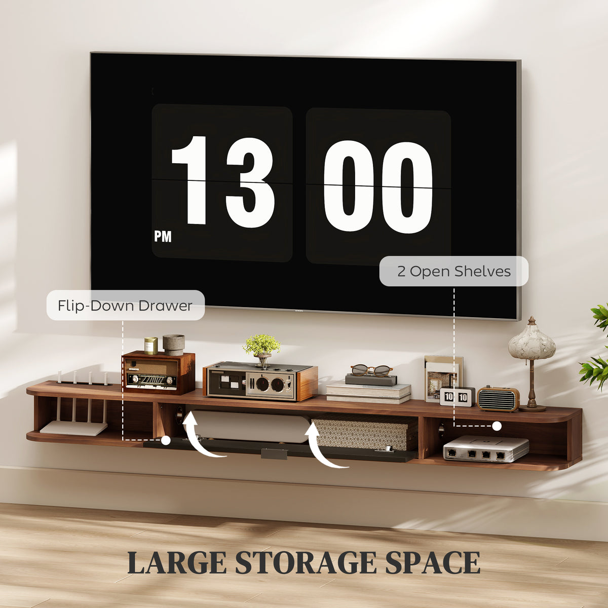 71" Floating TV Stand for TVs up to 75" - Walnut-Home Furnishings > Living Room Furniture > TV¬†Stands-DECOROLALA