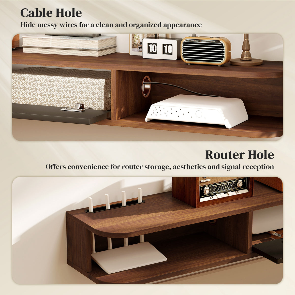 71" Floating TV Stand for TVs up to 75" - Walnut-Home Furnishings > Living Room Furniture > TV¬†Stands-DECOROLALA