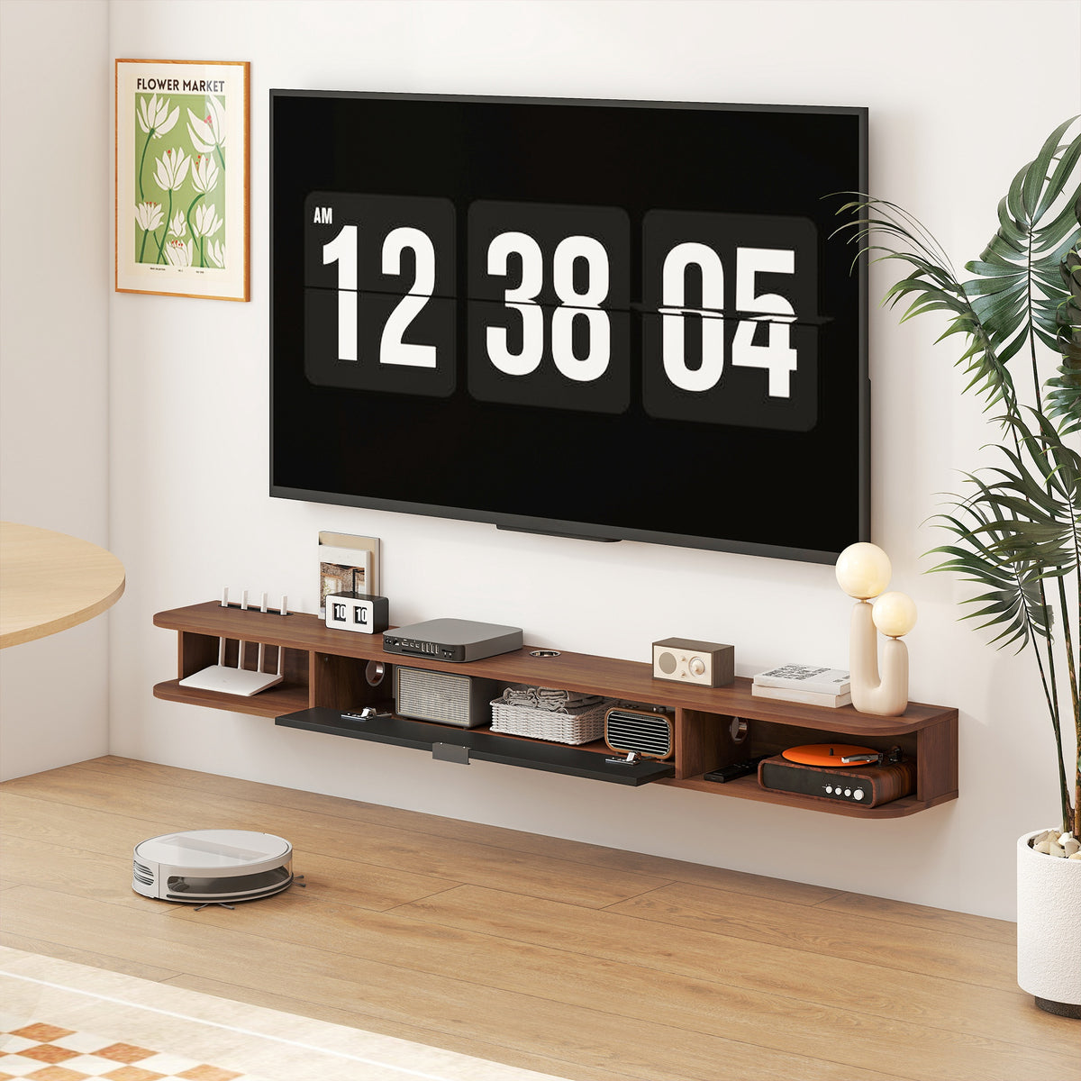 71" Floating TV Stand for TVs up to 75" - Walnut-Home Furnishings > Living Room Furniture > TV¬†Stands-DECOROLALA
